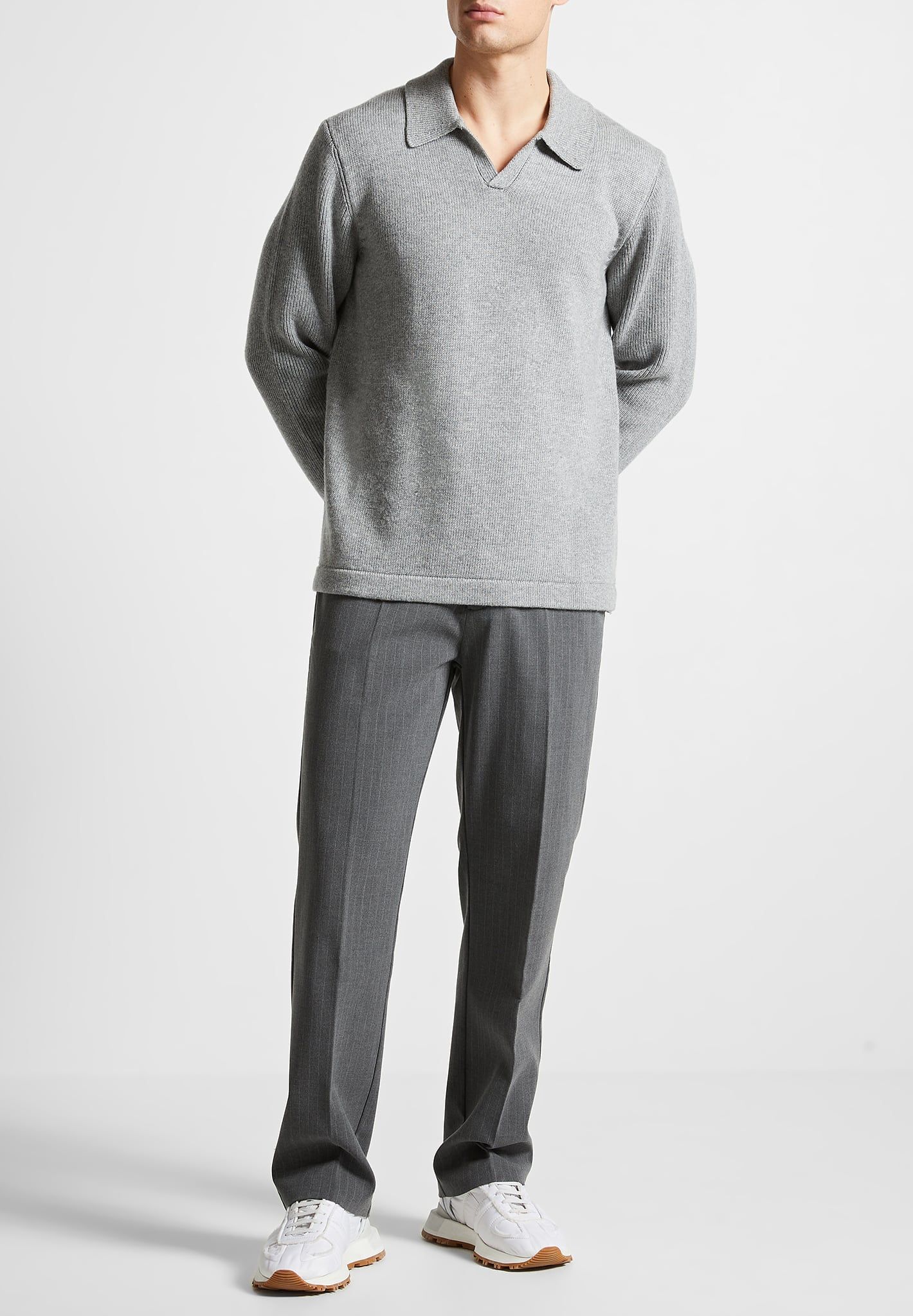 Wool Revere Long Sleeve Polo Top - Grey sold by Maniere De Voir
