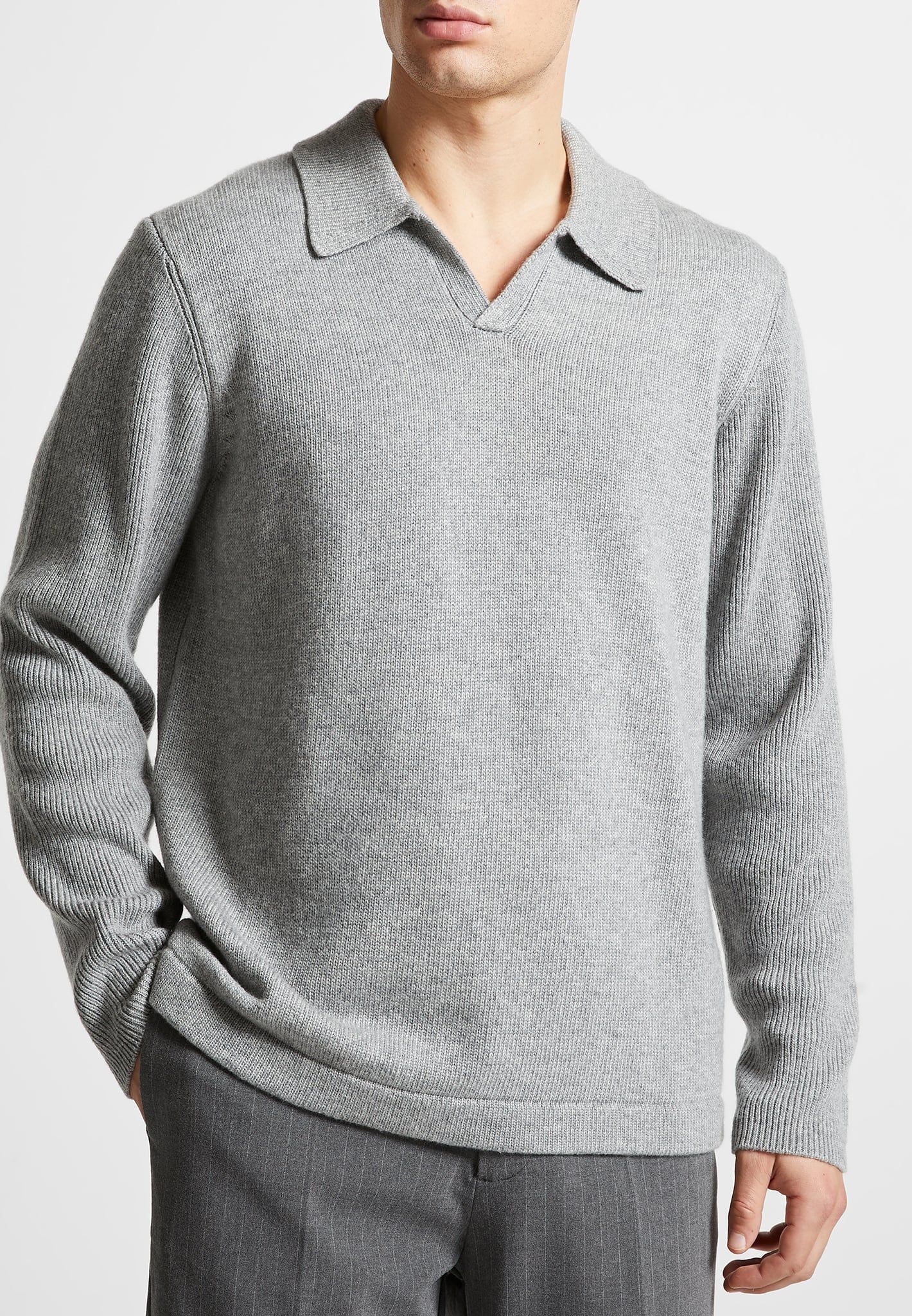 Wool Revere Long Sleeve Polo Top - Grey sold by Maniere De Voir product image thumbnail 3