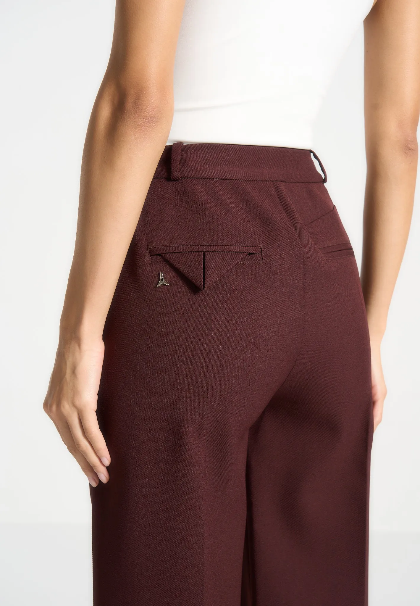 Julie - Tailored Twin Pleat Trousers - Wine Red sold by Maniere De Voir product image thumbnail 5
