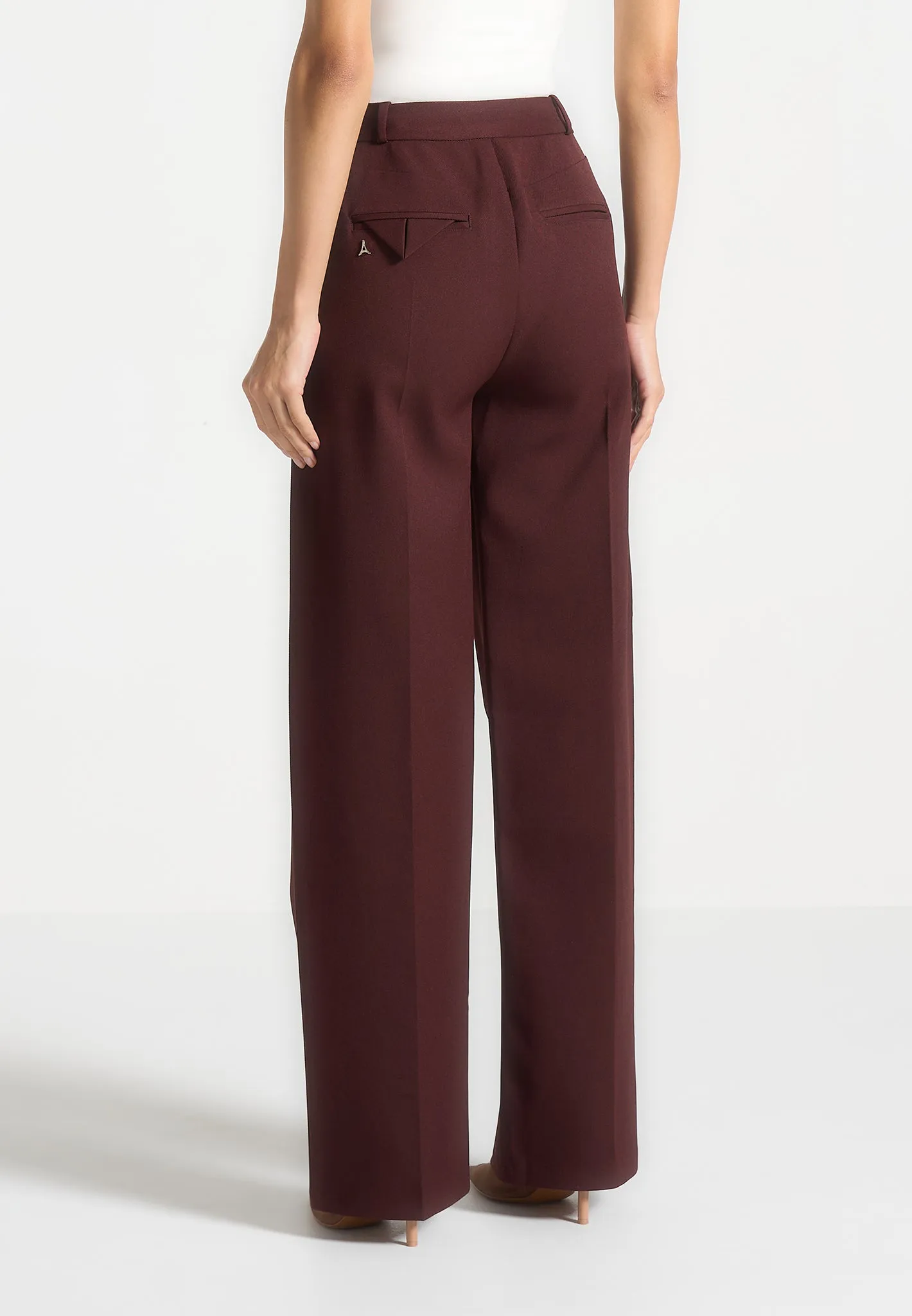 Julie - Tailored Twin Pleat Trousers - Wine Red sold by Maniere De Voir product image thumbnail 3