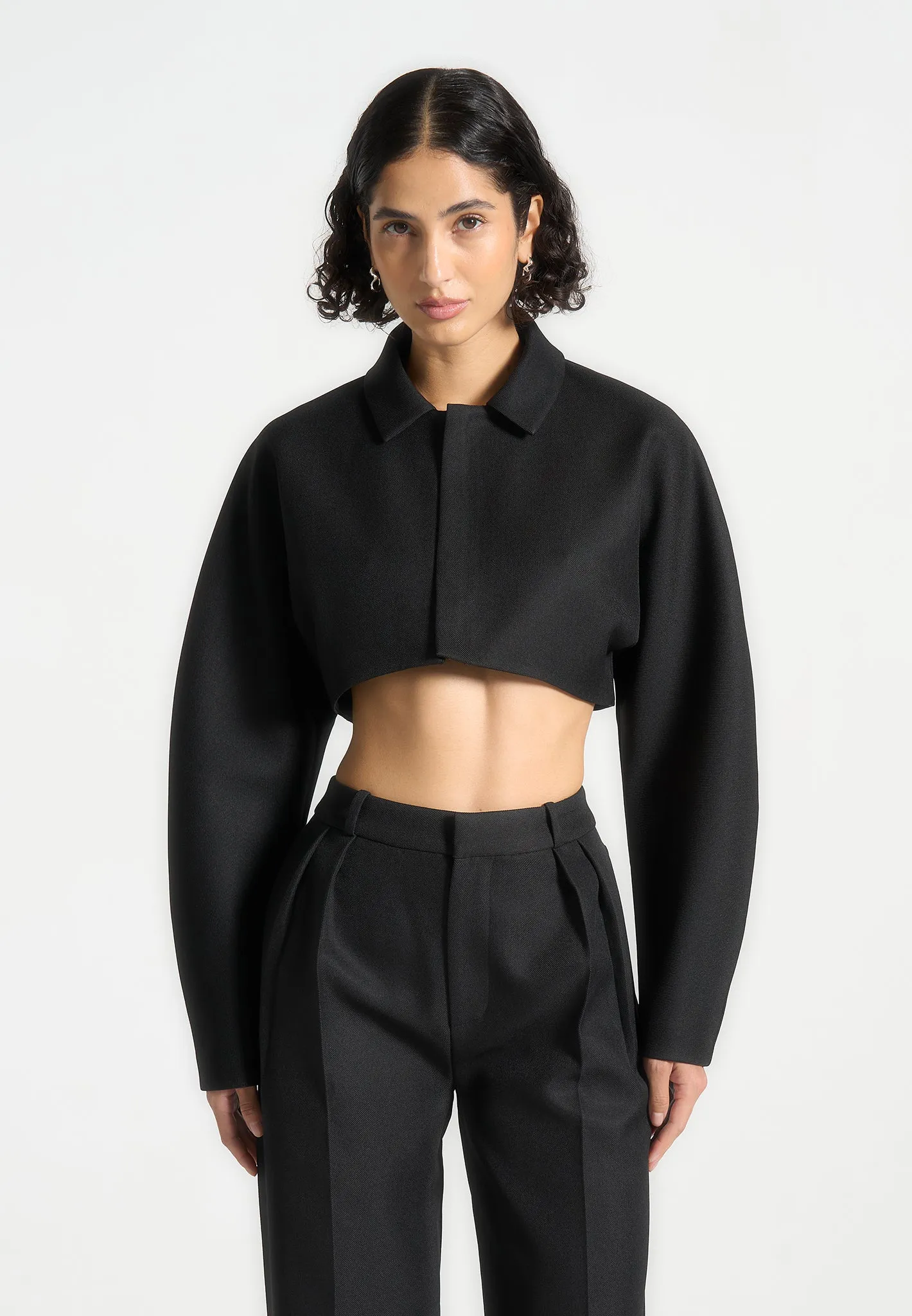 Elya - Tailored Super Cropped Jacket - Black sold by Maniere De Voir product image thumbnail 3