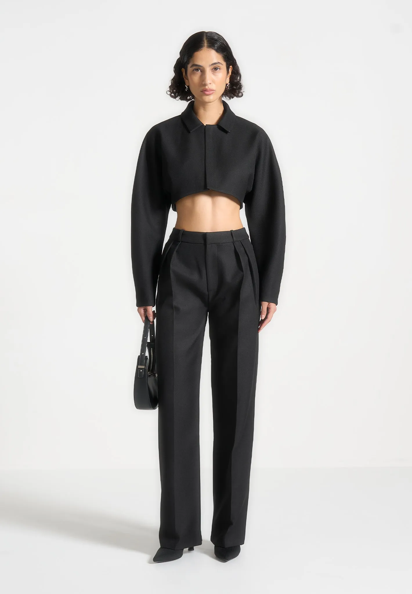 Elya - Tailored Super Cropped Jacket - Black sold by Maniere De Voir