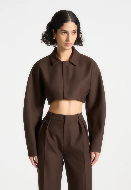 Elya - Tailored Super Cropped Jacket - Brown sold by Maniere De Voir