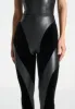 Leather and Velour Contour Leggings - Black sold by Maniere De Voir