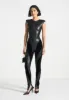 Leather and Velour Contour Leggings - Black sold by Maniere De Voir