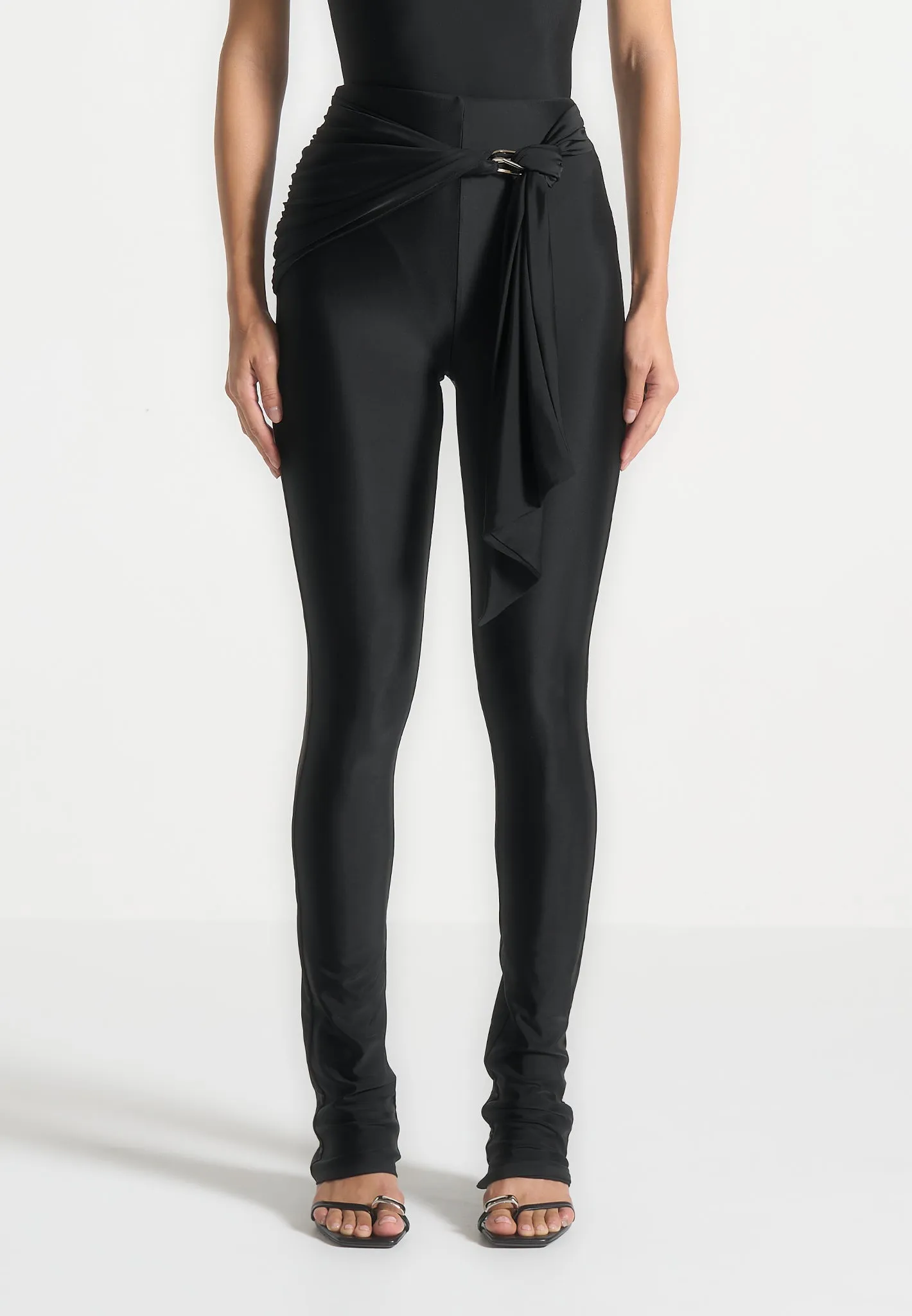 Draped Hardware Detail Leggings - Black sold by Maniere De Voir