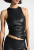Yolande - Leather Asymmetric Tacked Racer Top - Black sold by Maniere De Voir