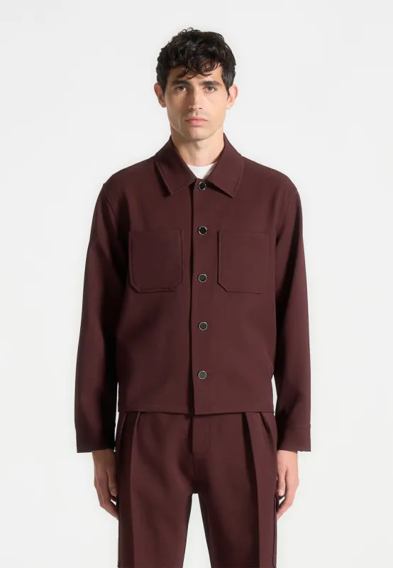 Benoit - Twill Pocket Cropped Shirt - Wine Red made by Maniere De Voir