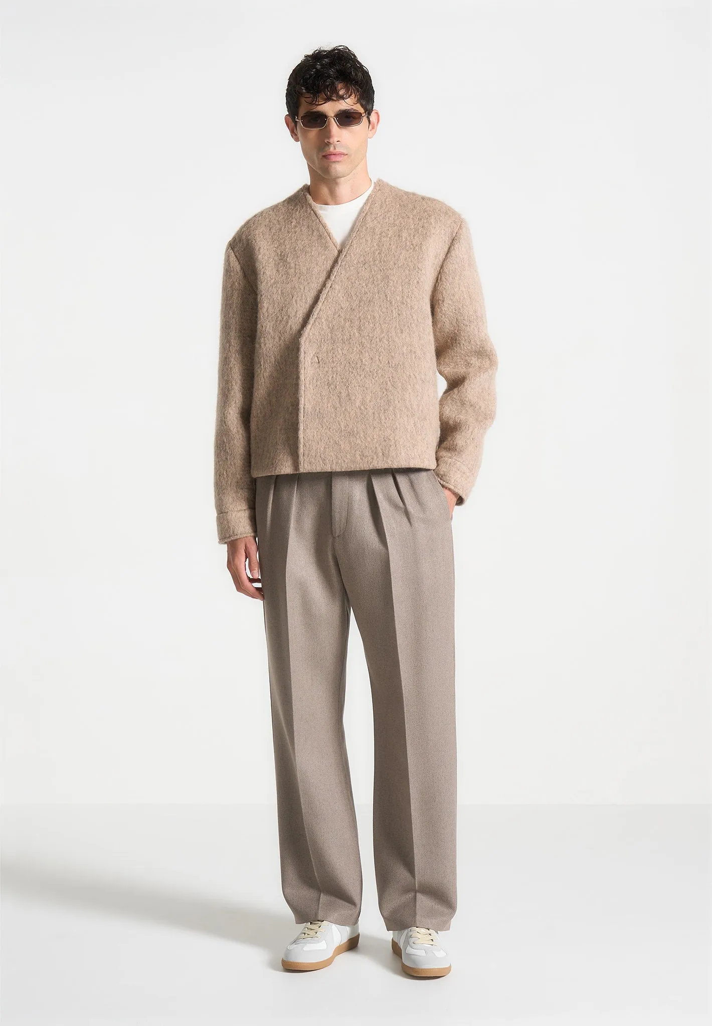 Kimono Wool-Blend Whisp Jacket - Taupe sold by Maniere De Voir product image thumbnail 2