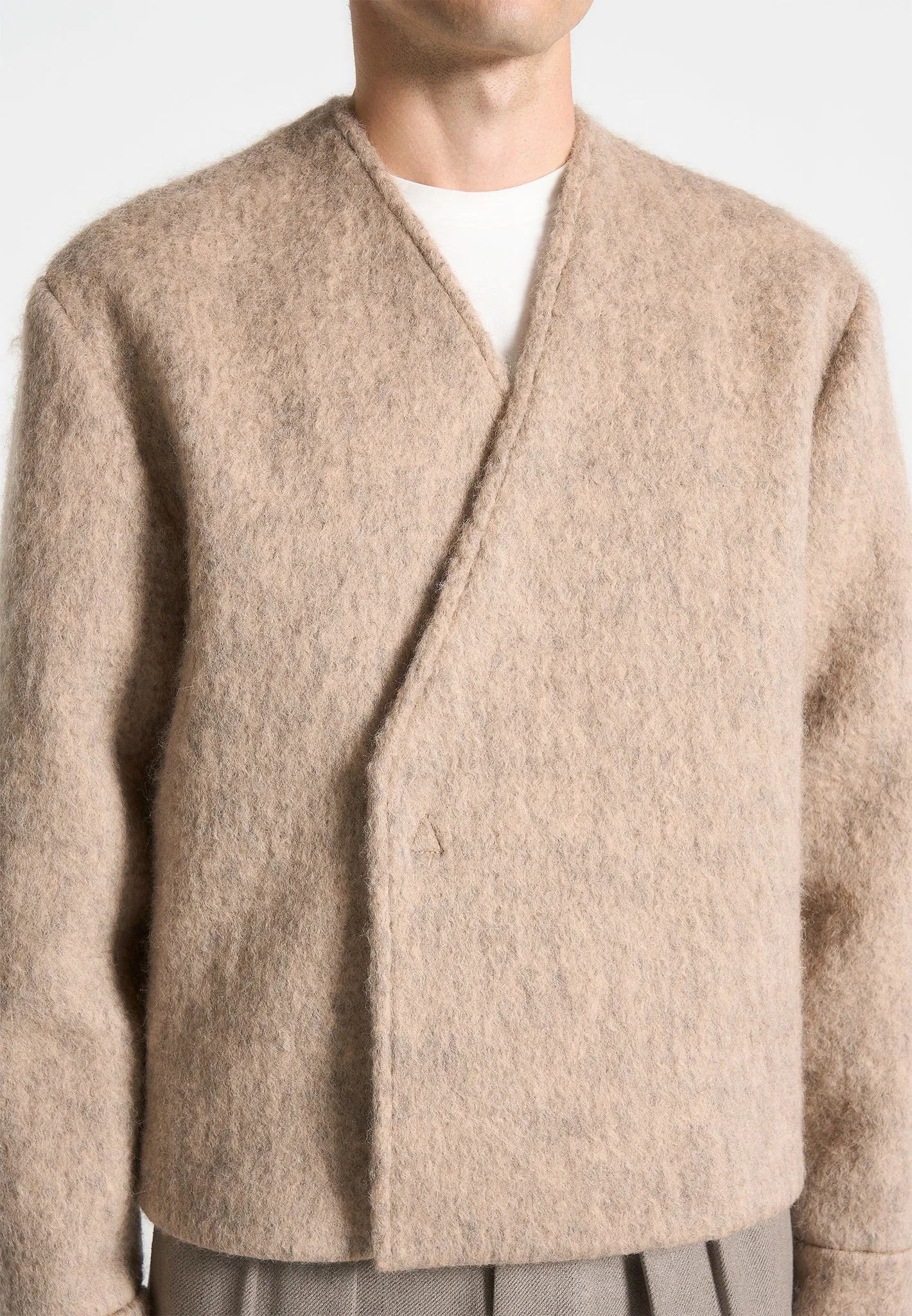 Kimono Wool-Blend Whisp Jacket - Taupe sold by Maniere De Voir product image thumbnail 4