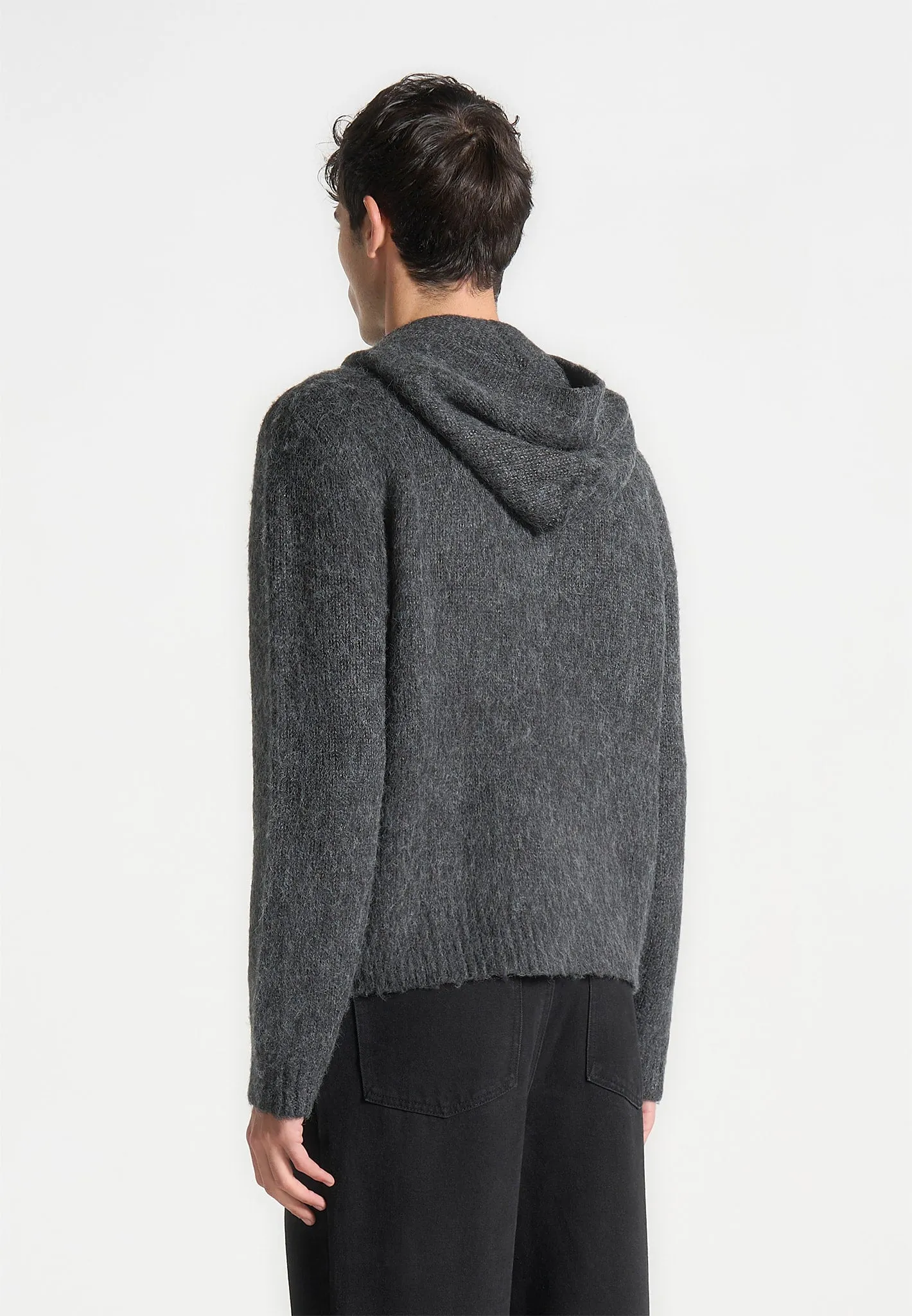 Mohair-Blend Zip Through Hoodie - Charcoal Grey sold by Maniere De Voir product image thumbnail 4