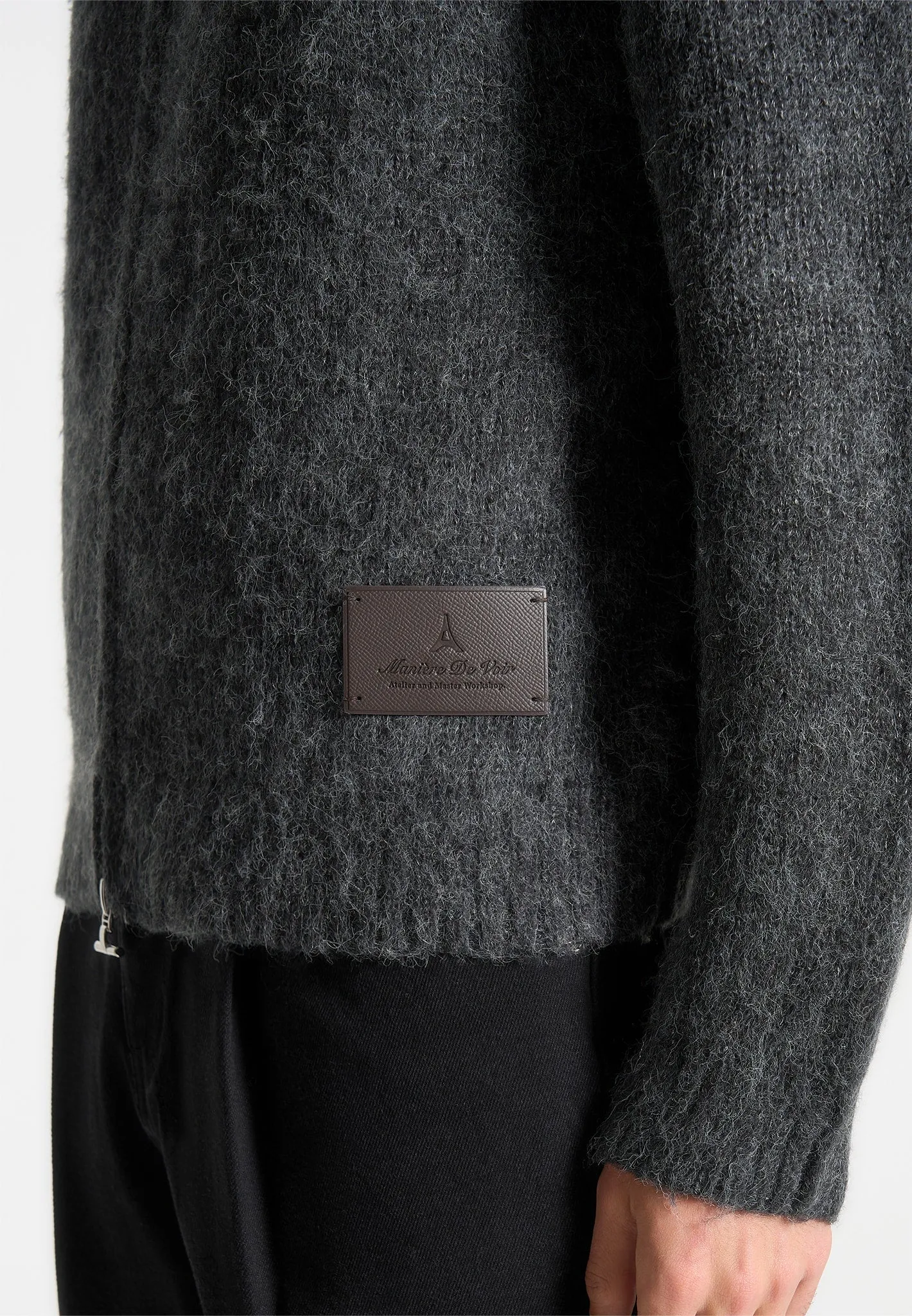 Mohair-Blend Zip Through Hoodie - Charcoal Grey sold by Maniere De Voir product image thumbnail 5