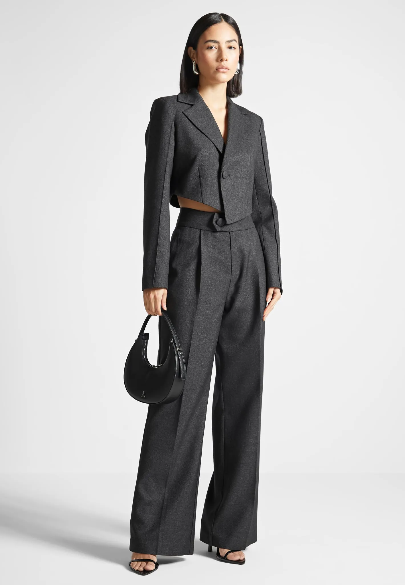 Elsa - High Waisted Tailored Trousers - Dark Grey sold by Maniere De Voir