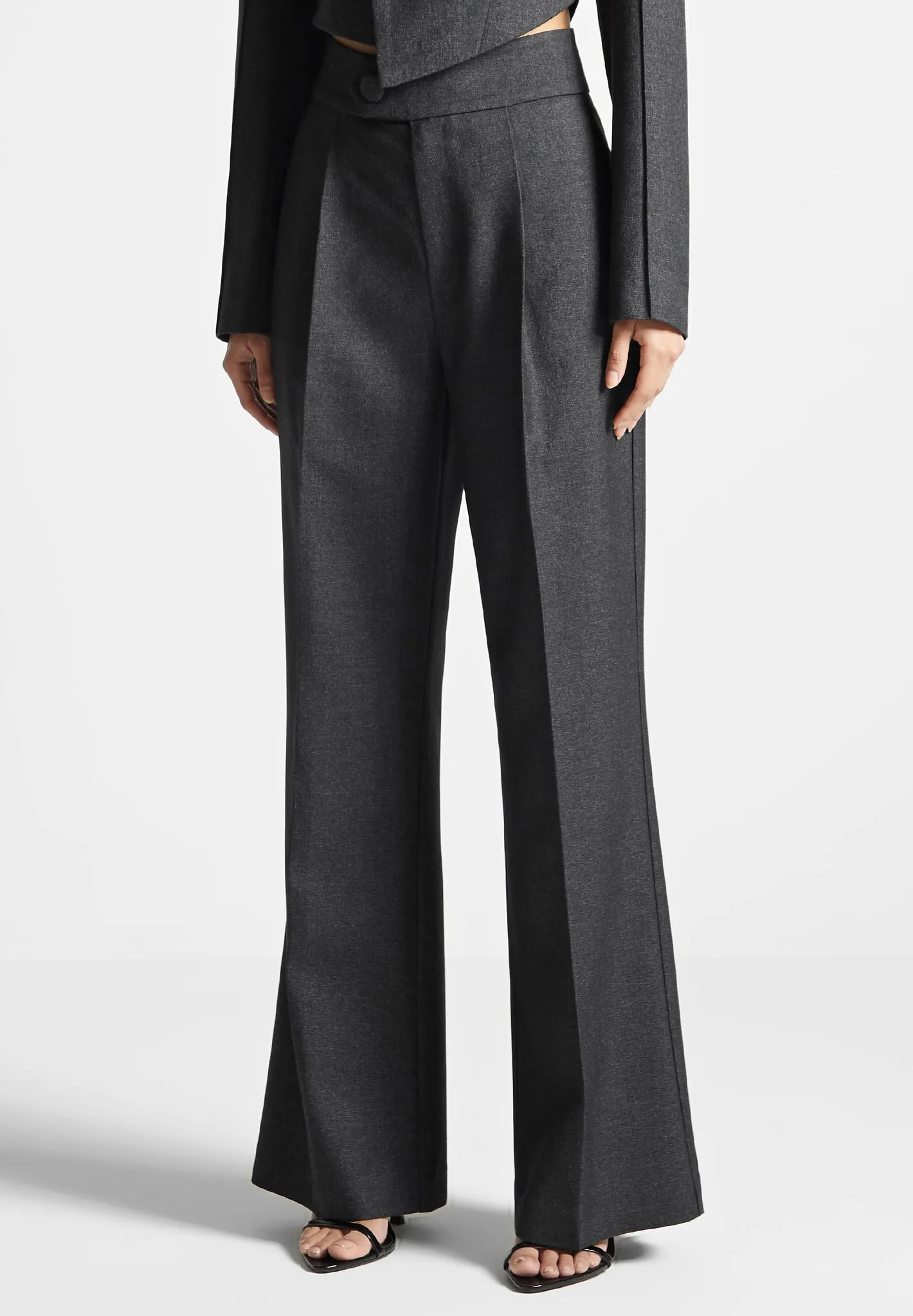 Elsa - High Waisted Tailored Trousers - Dark Grey sold by Maniere De Voir product image thumbnail 4