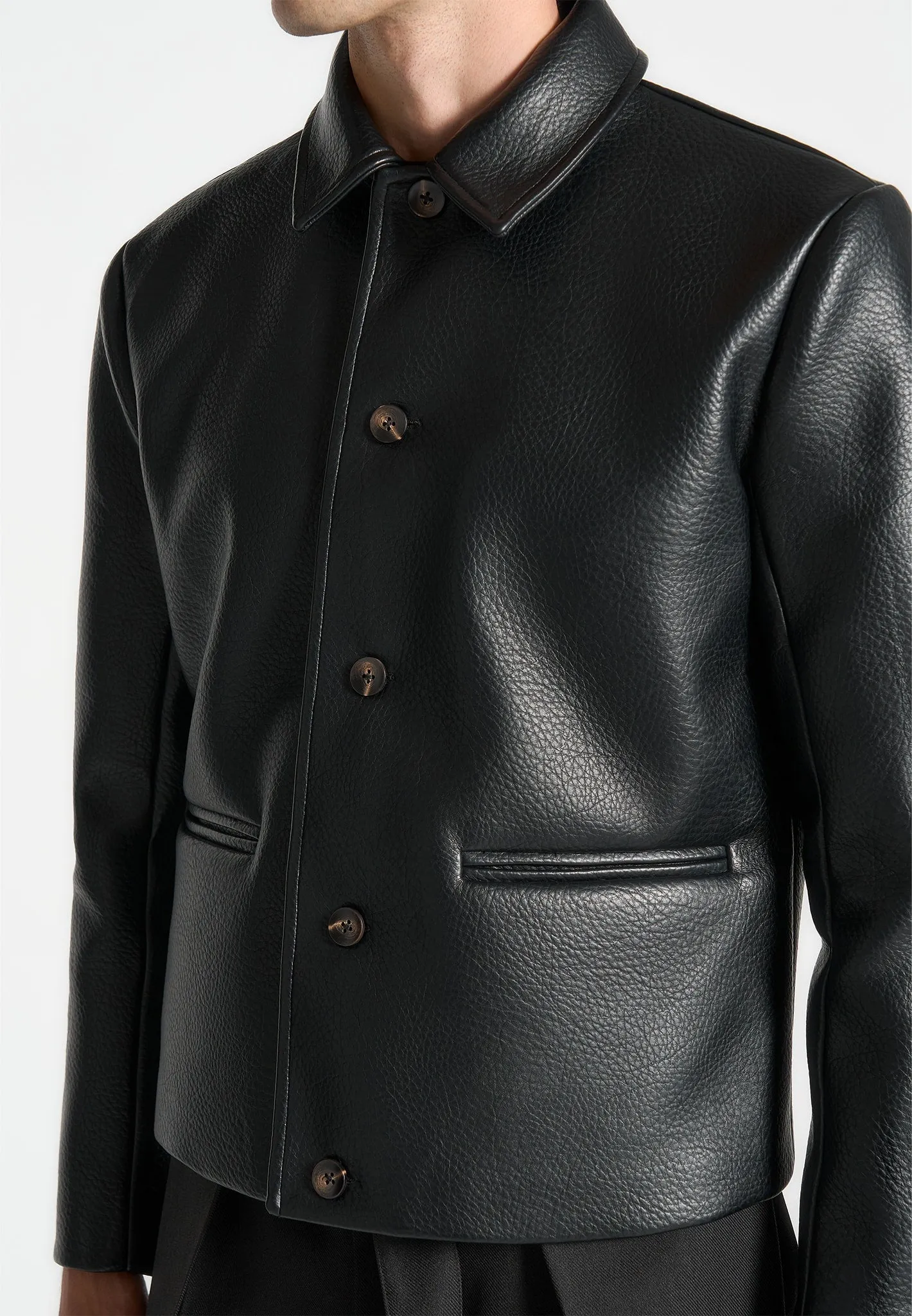 Pebbled Leather Jacket - Black sold by Maniere De Voir product image thumbnail 4