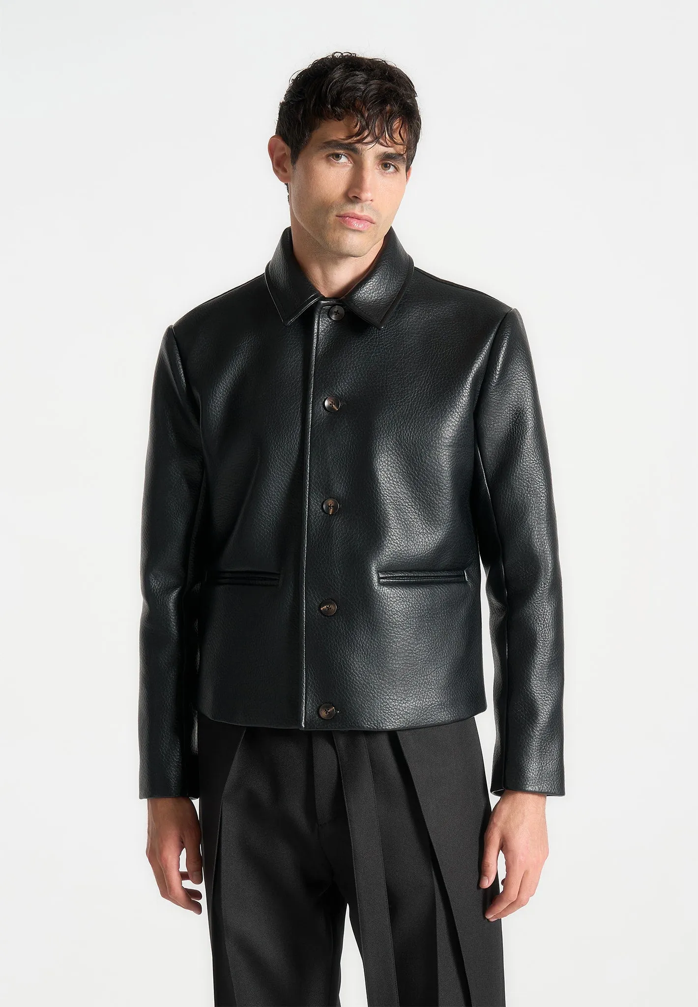 Pebbled Leather Jacket - Black sold by Maniere De Voir product image thumbnail 3