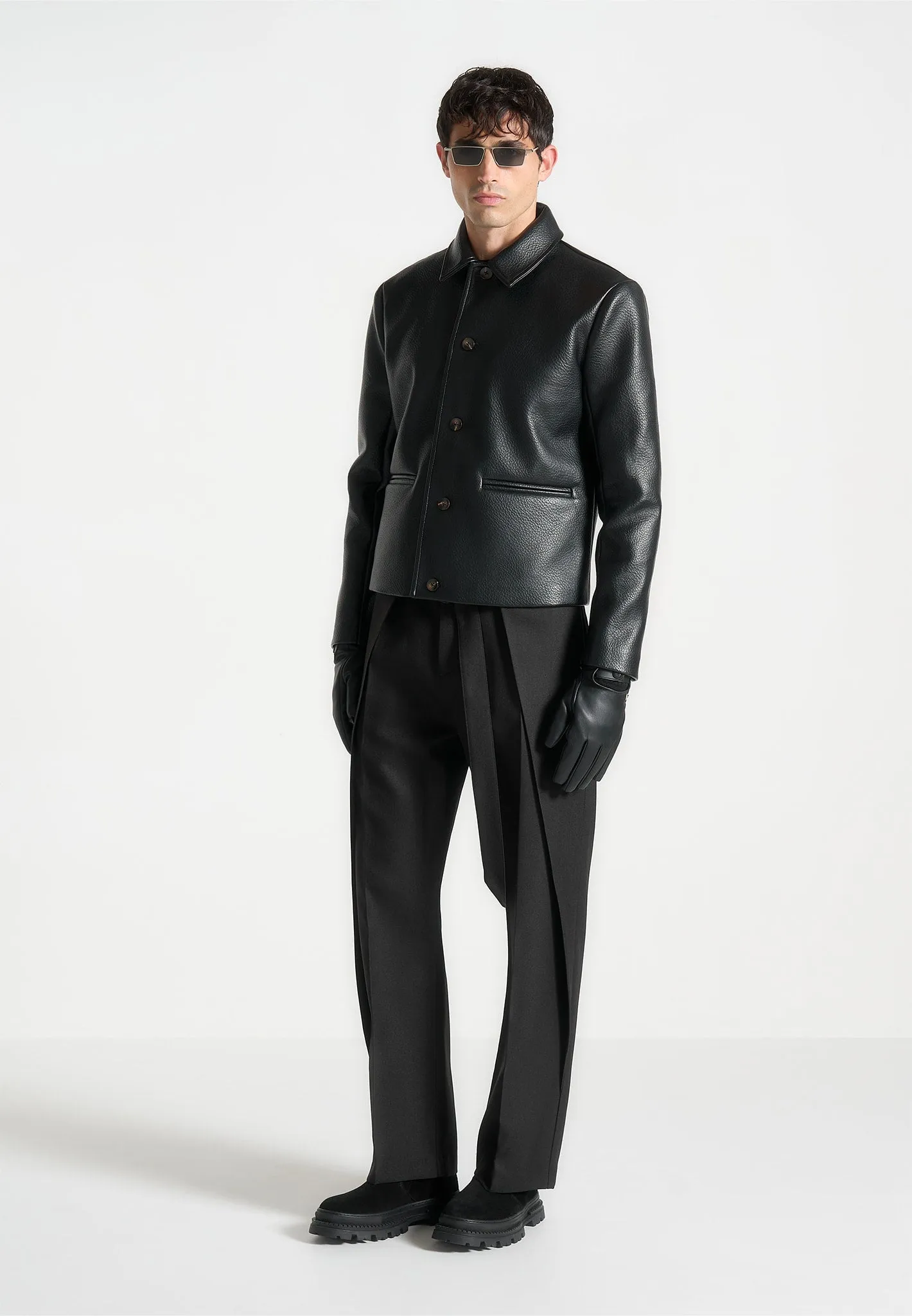 Pebbled Leather Jacket - Black sold by Maniere De Voir product image thumbnail 2