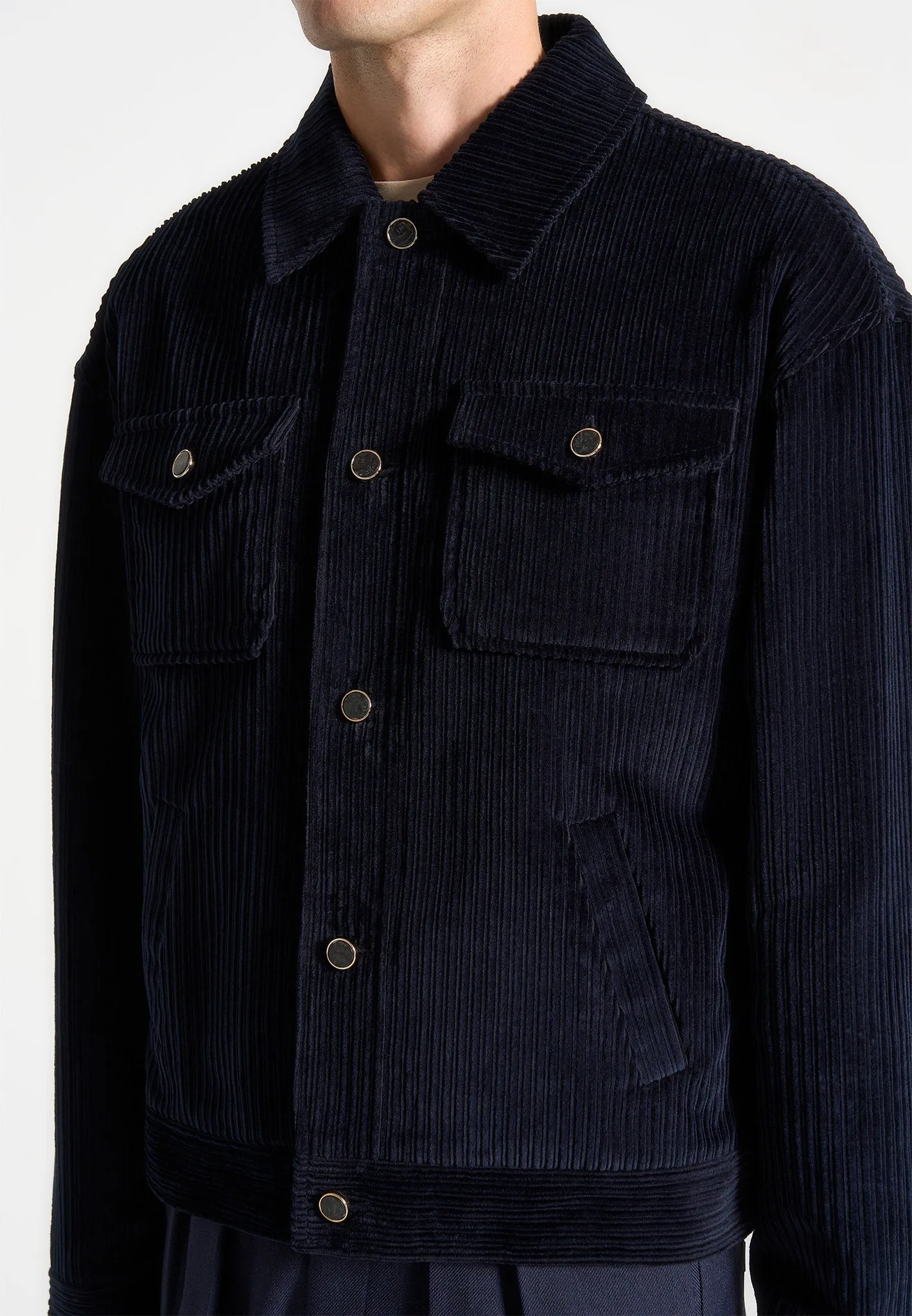 Corduroy Trucker Jacket - Navy sold by Maniere De Voir product image thumbnail 4