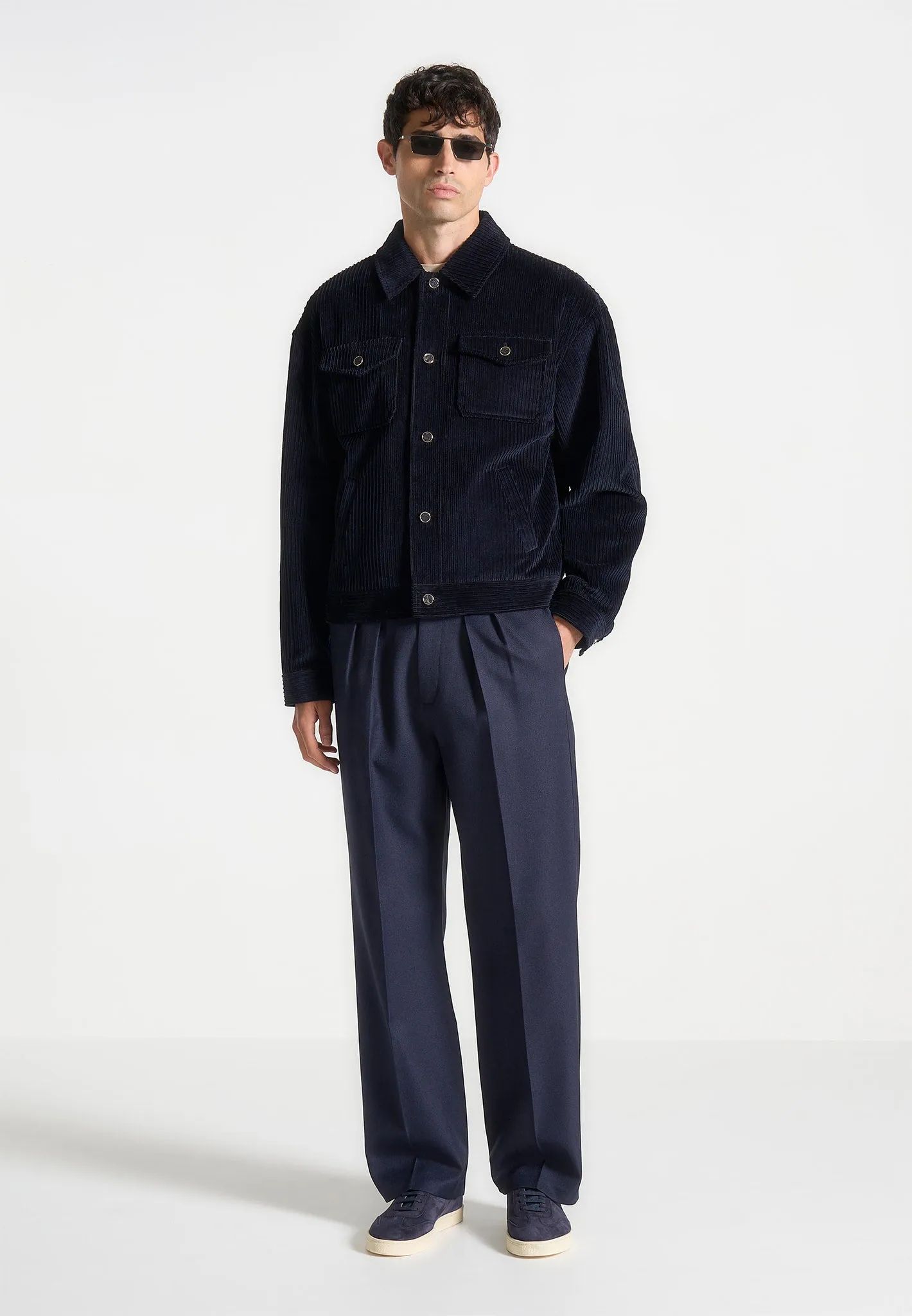 Corduroy Trucker Jacket - Navy sold by Maniere De Voir product image thumbnail 2