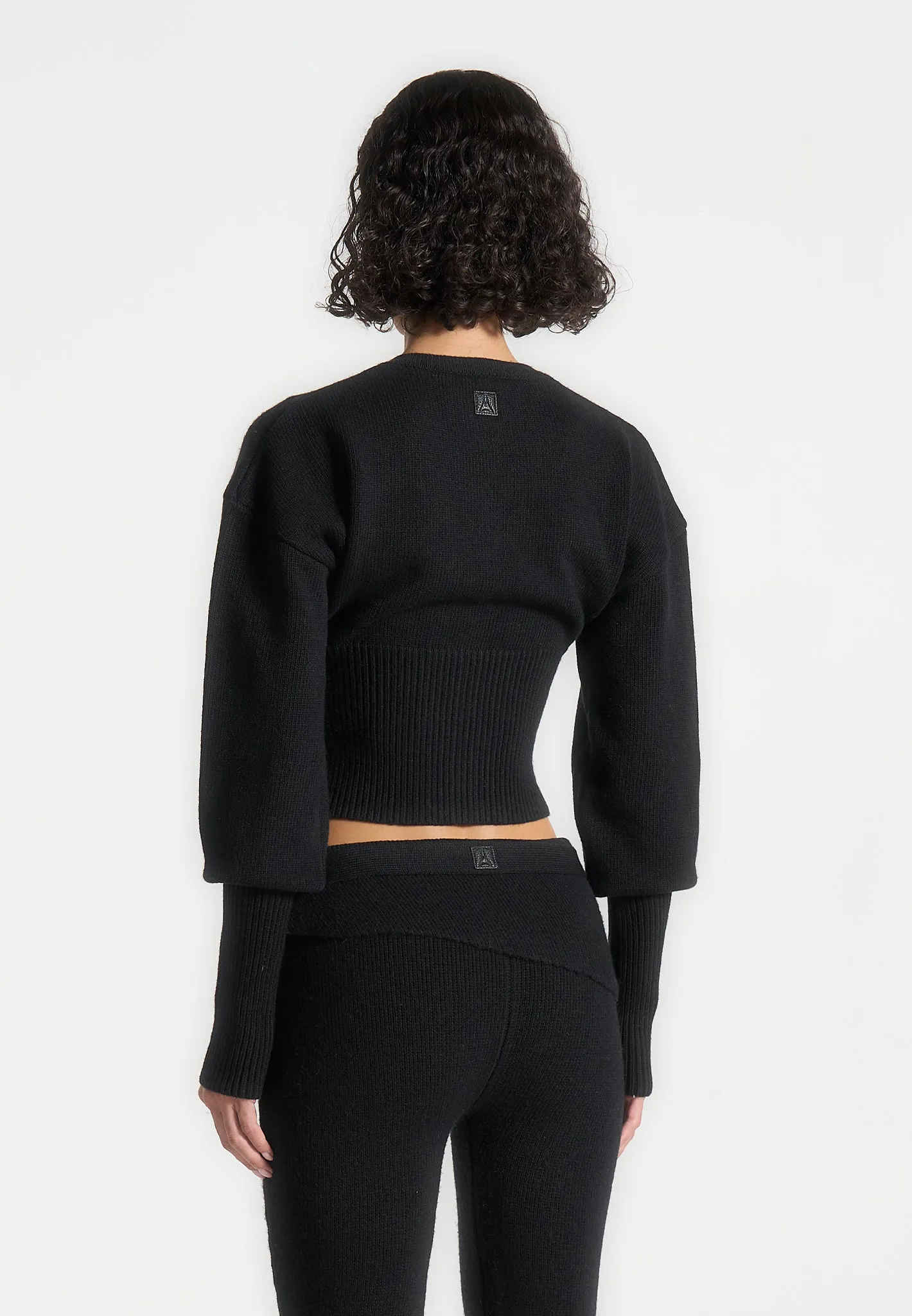 Knitted Cinch Waist Cardigan - Black sold by Maniere De Voir product image thumbnail 4