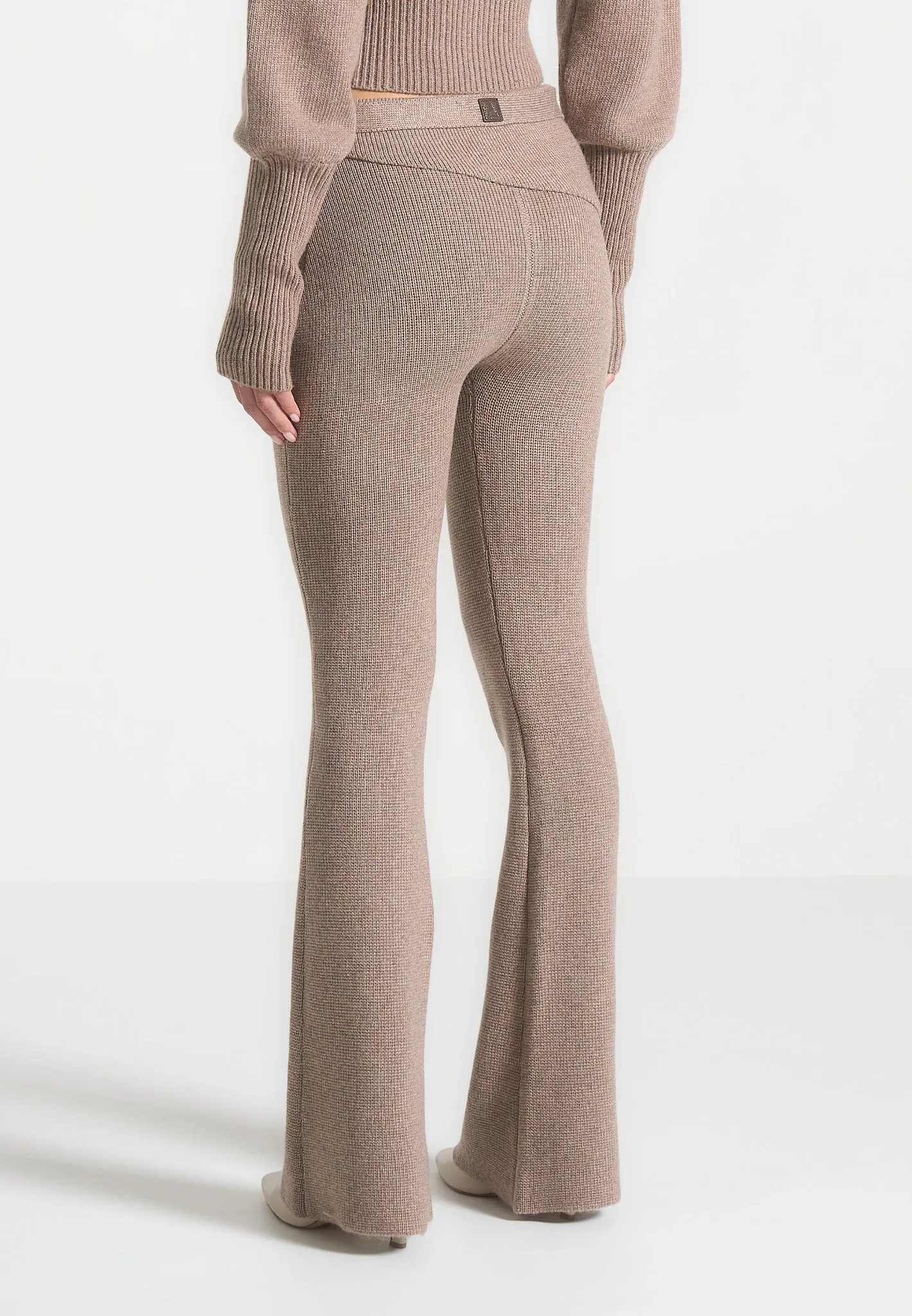 Knitted Fit & Flare Leggings with Belt - Taupe sold by Maniere De Voir product image thumbnail 5