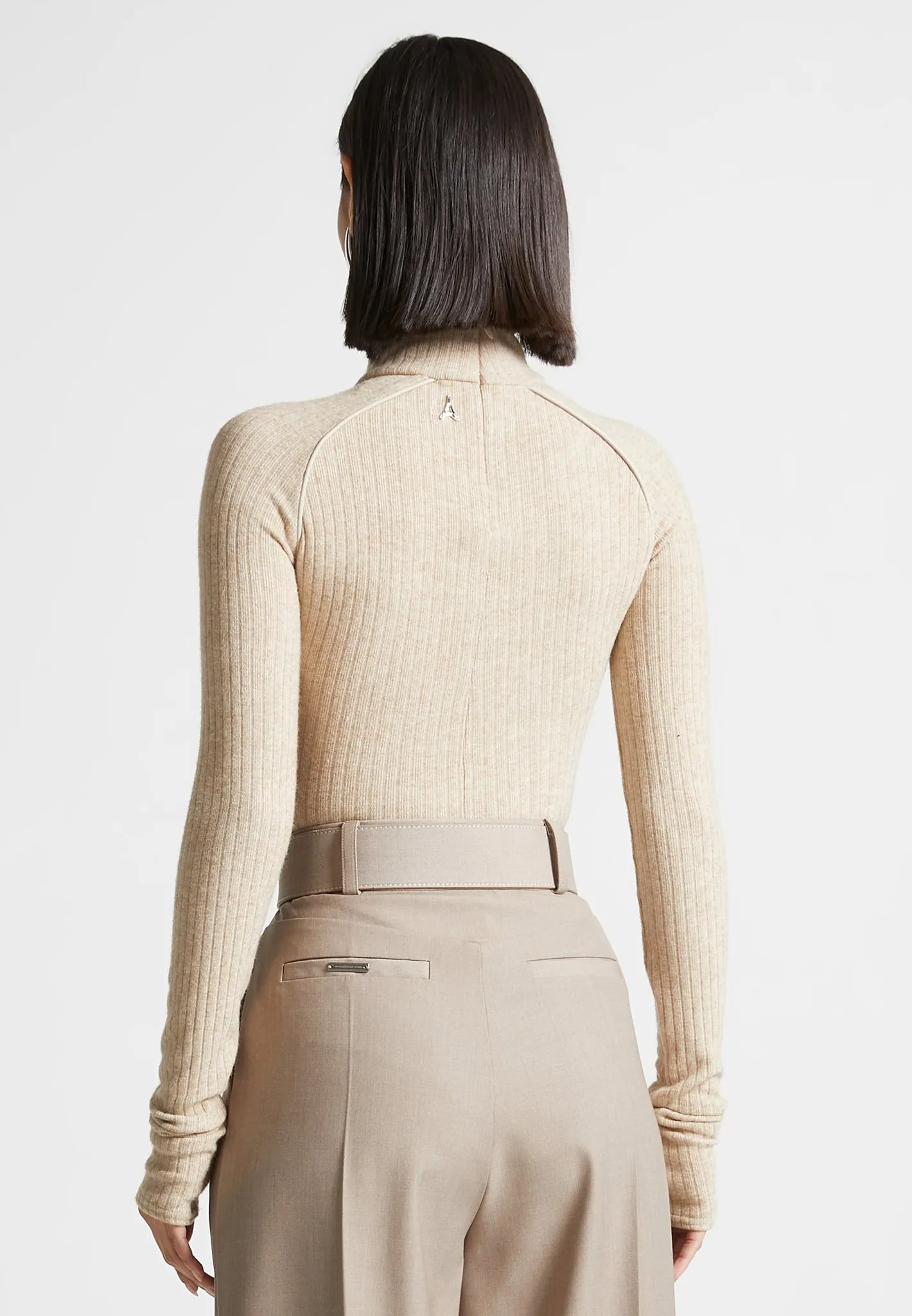 Contour Piping Rib Bodysuit - Beige sold by Maniere De Voir product image thumbnail 4