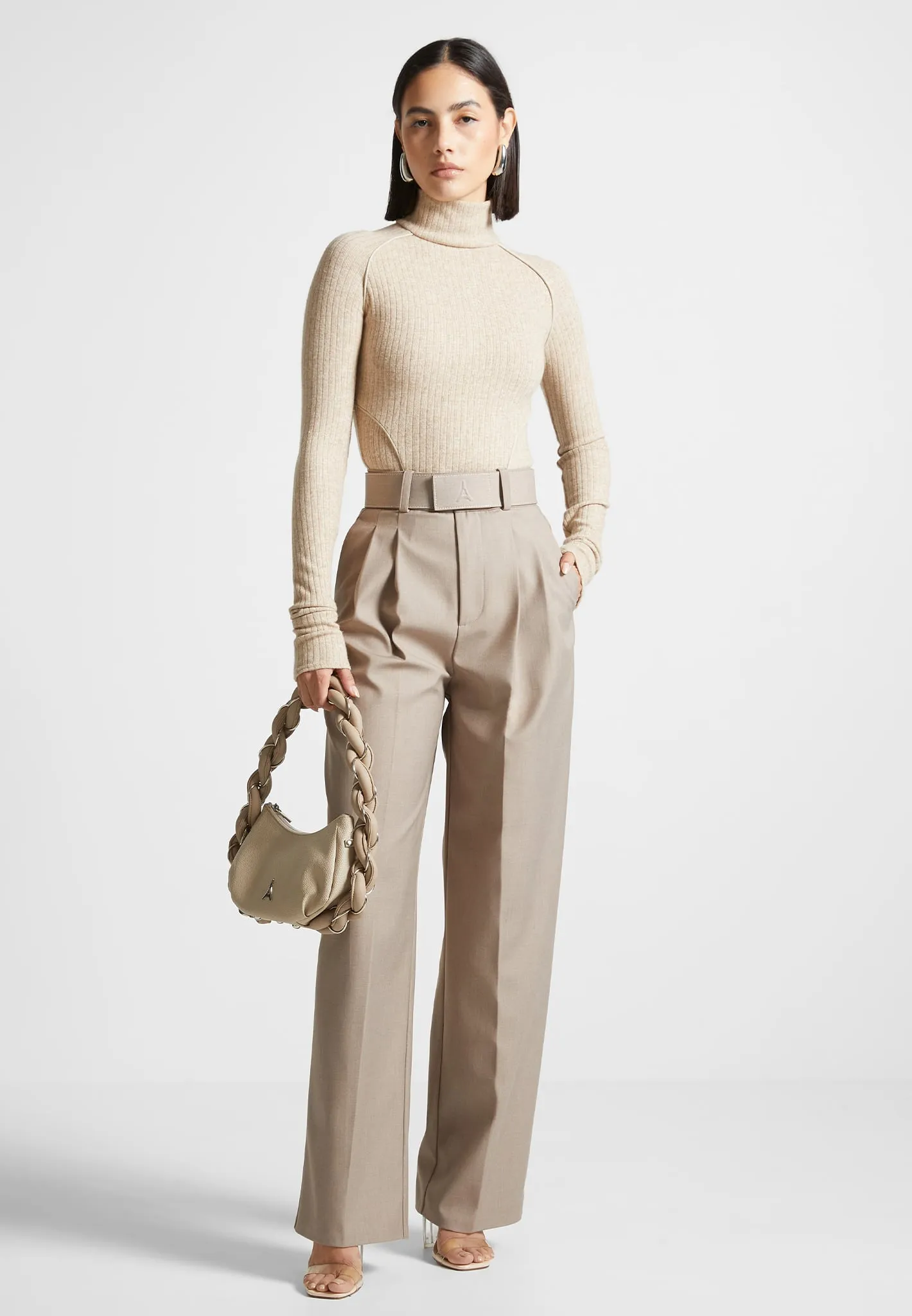 Contour Piping Rib Bodysuit - Beige sold by Maniere De Voir product image thumbnail 2