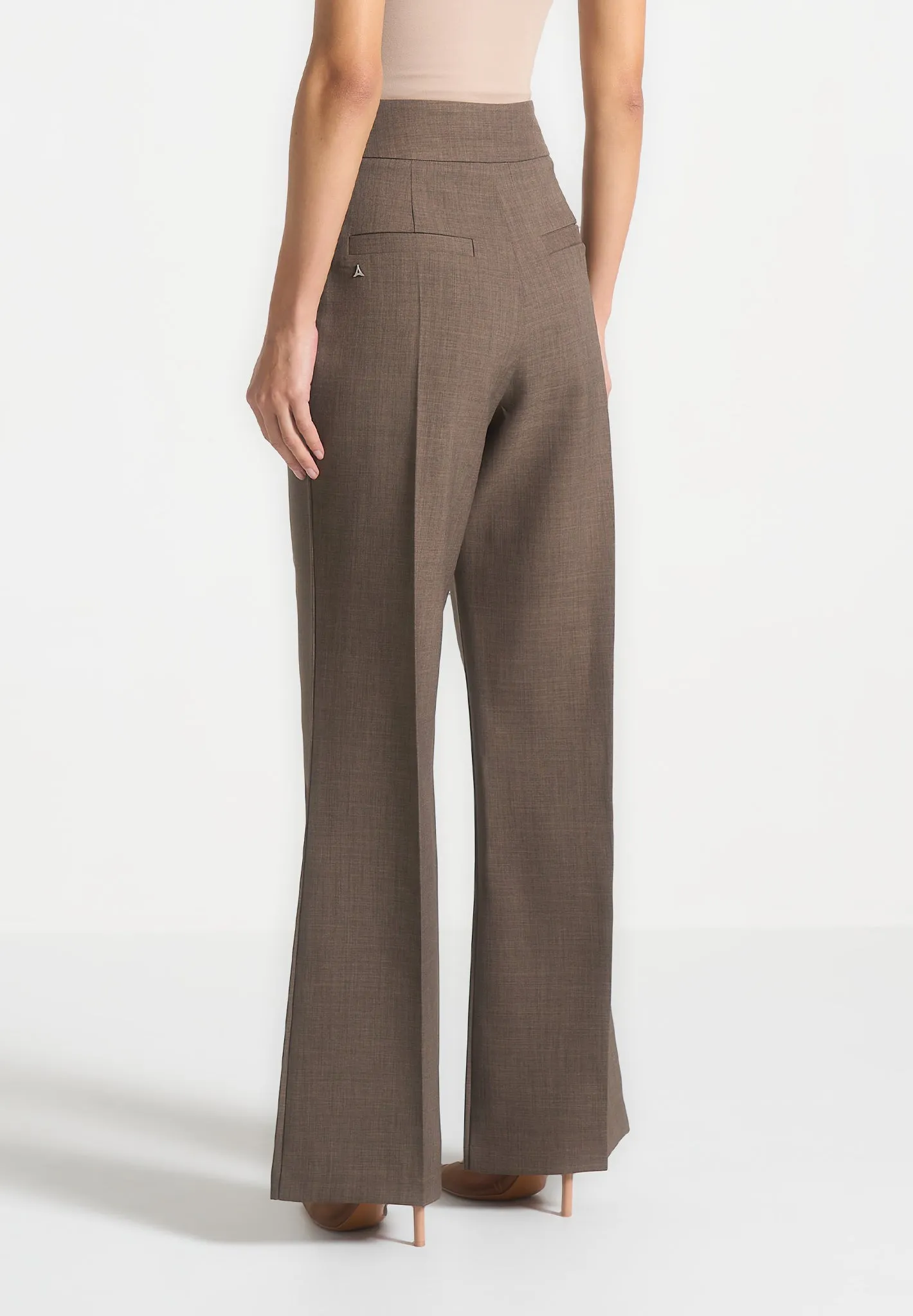 Elsa - High Waisted Tailored Trousers - Dark Taupe sold by Maniere De Voir product image thumbnail 5