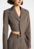 Dina - Asymmetric Tailored Cropped Blazer - Dark Taupe sold by Maniere De Voir