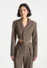 Dina - Asymmetric Tailored Cropped Blazer - Dark Taupe sold by Maniere De Voir