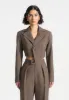 Dina - Asymmetric Tailored Cropped Blazer - Dark Taupe sold by Maniere De Voir