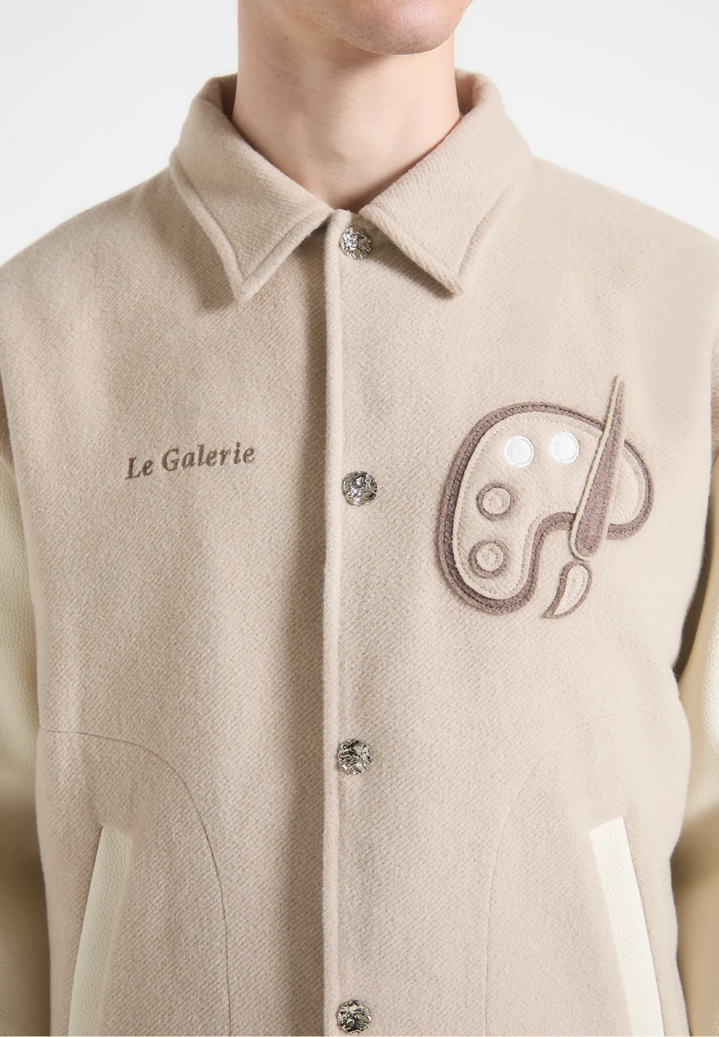 Le Galerie - Wool-Blend Varsity Jacket - Beige sold by Maniere De Voir product image thumbnail 5