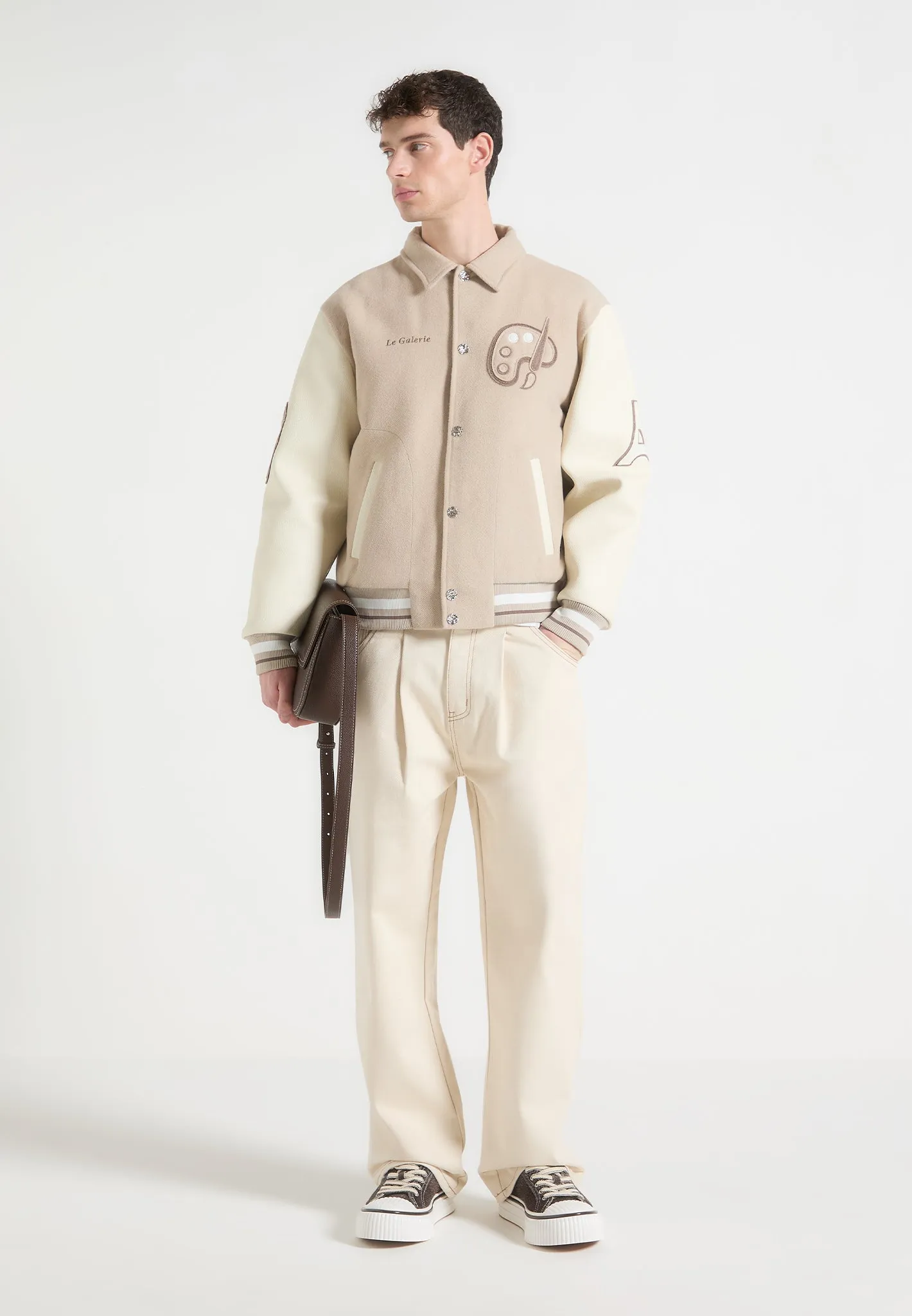 Le Galerie - Wool-Blend Varsity Jacket - Beige sold by Maniere De Voir product image thumbnail 3