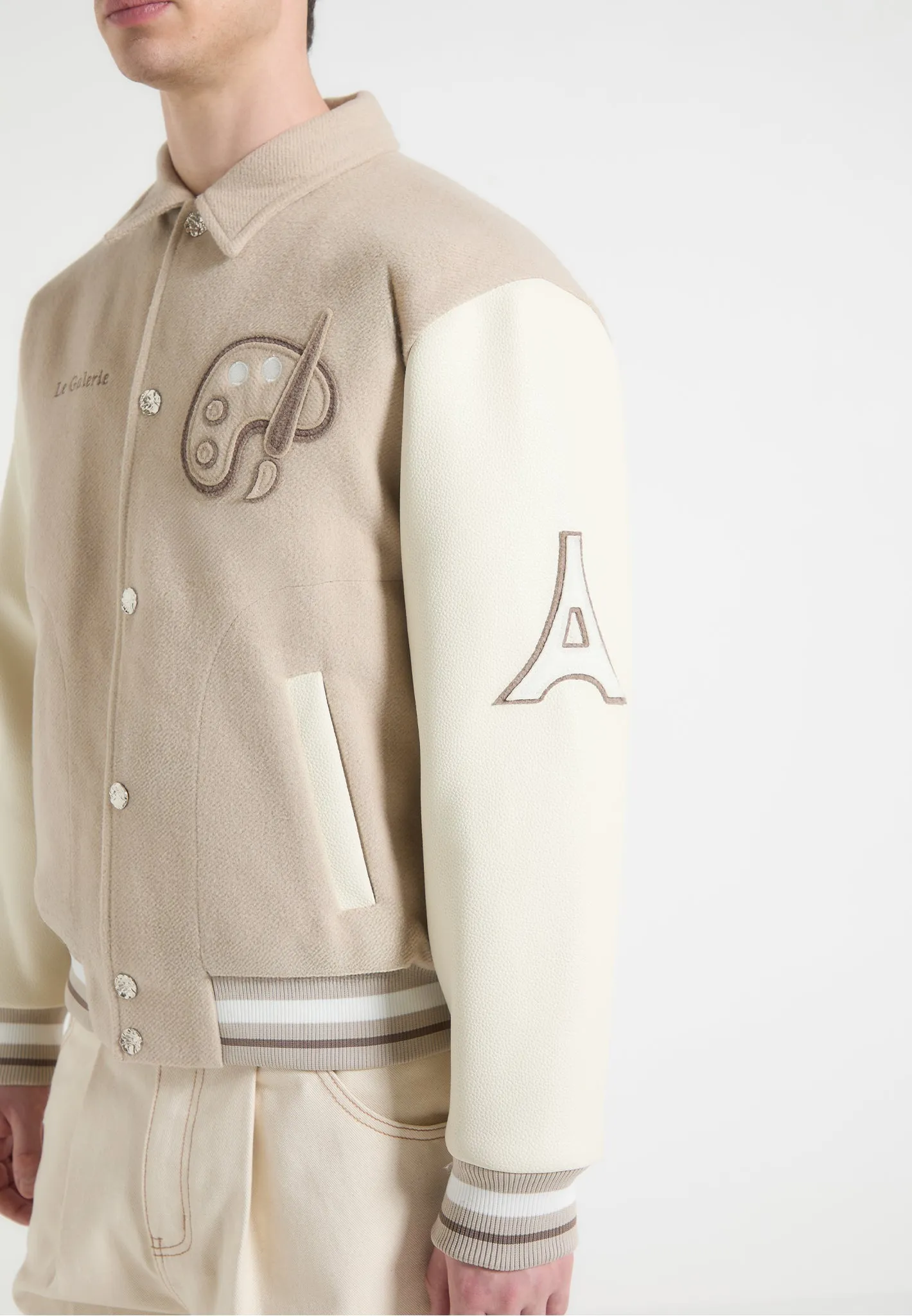 Le Galerie - Wool-Blend Varsity Jacket - Beige sold by Maniere De Voir product image thumbnail 4