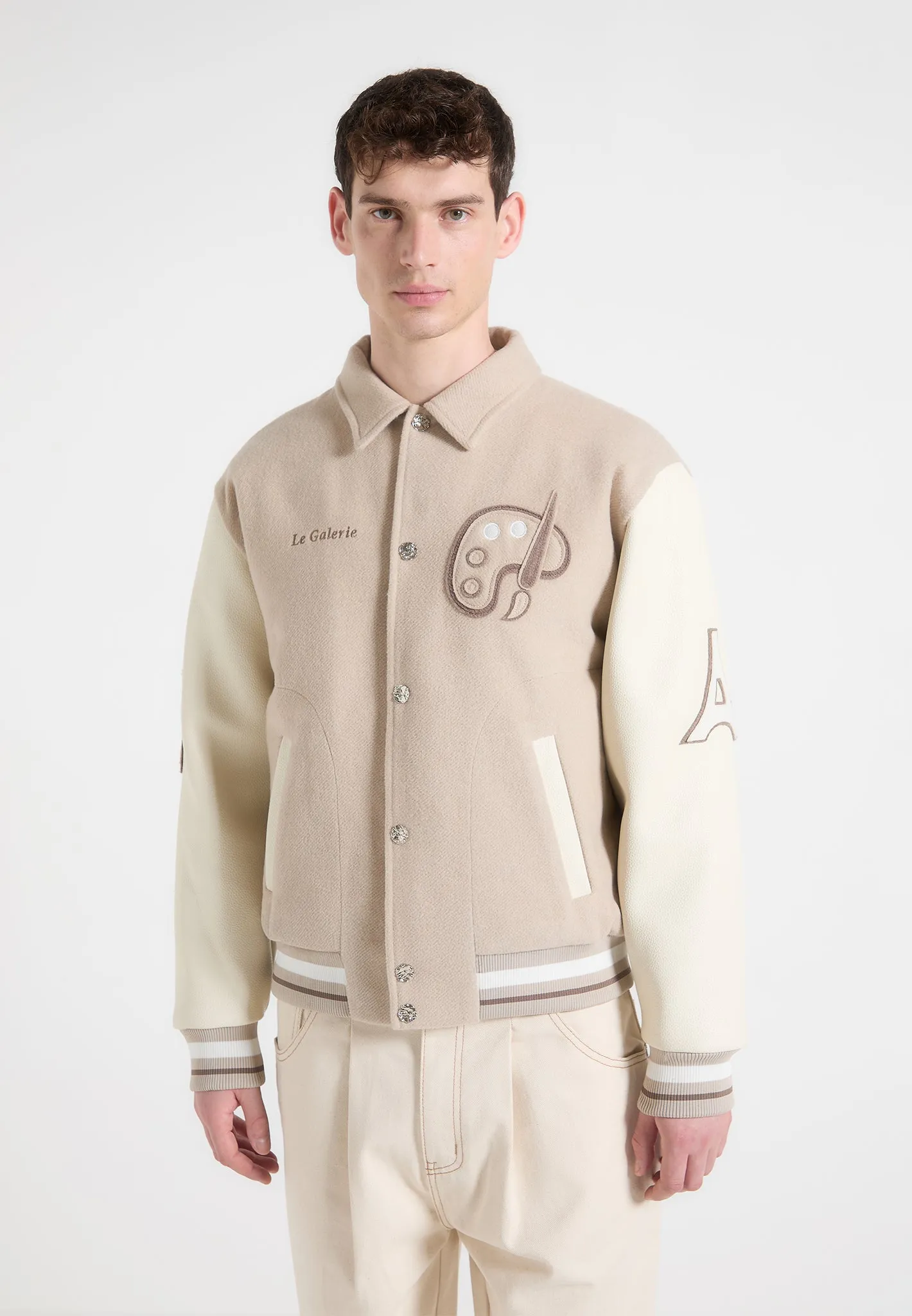 Le Galerie - Wool-Blend Varsity Jacket - Beige sold by Maniere De Voir product image thumbnail 2