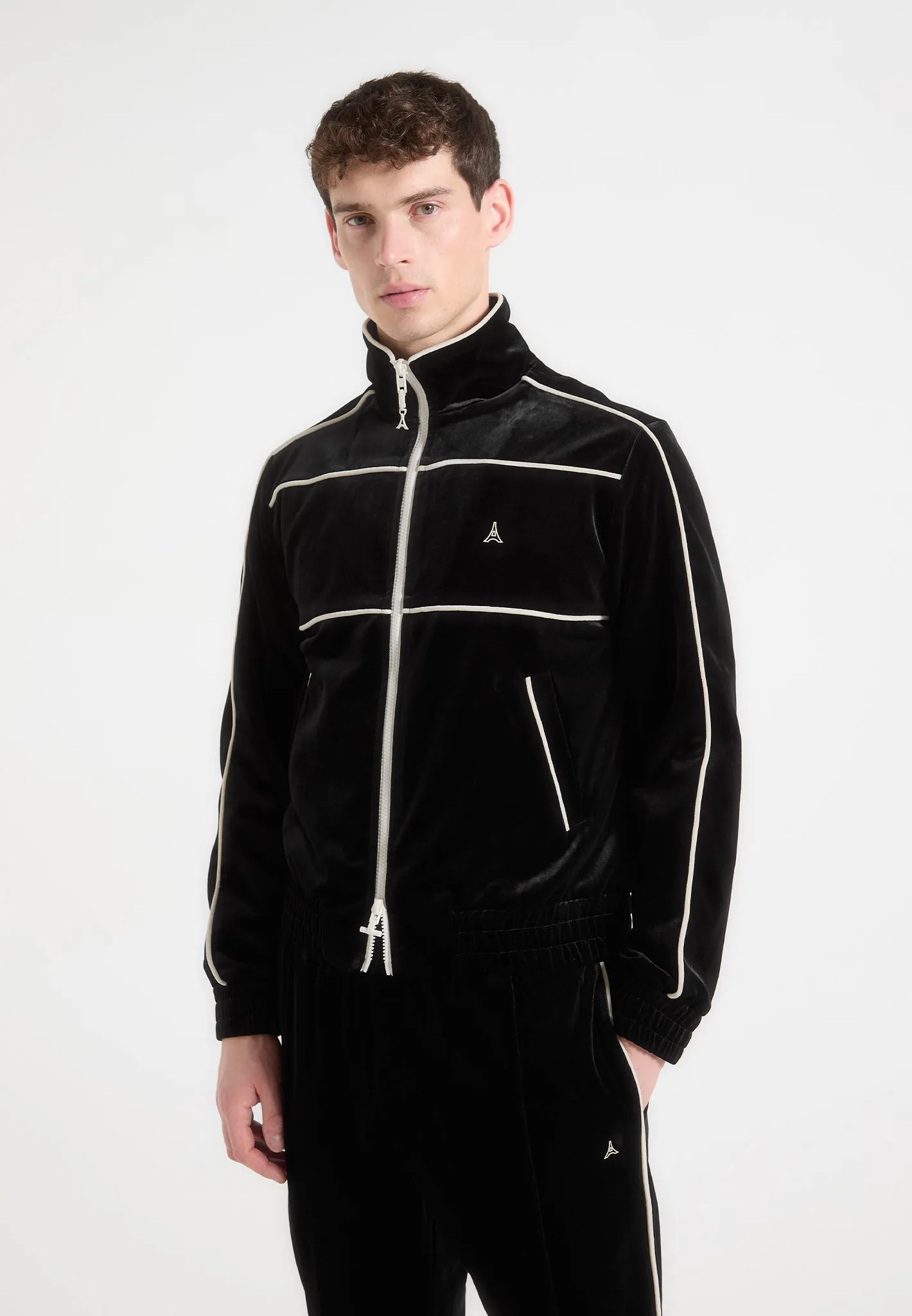 Eiffel Velour Track Jacket - Black sold by Maniere De Voir