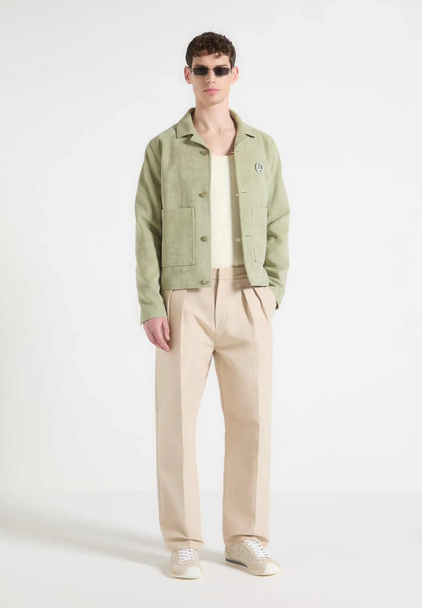 Michel - Suede Jacket with Revere Collar - Sage sold by Maniere De Voir product image thumbnail 2