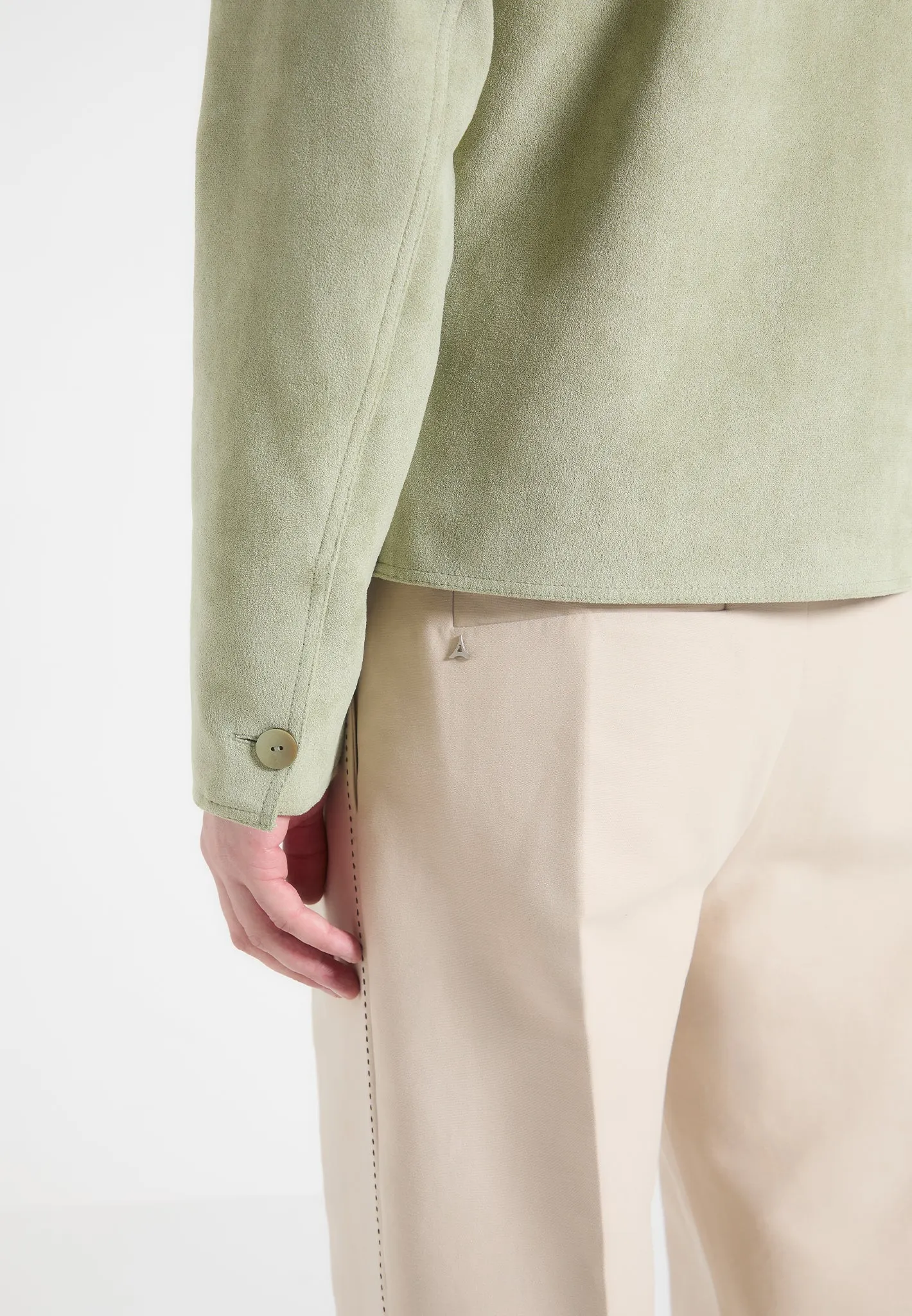 Michel - Suede Jacket with Revere Collar - Sage sold by Maniere De Voir product image thumbnail 5