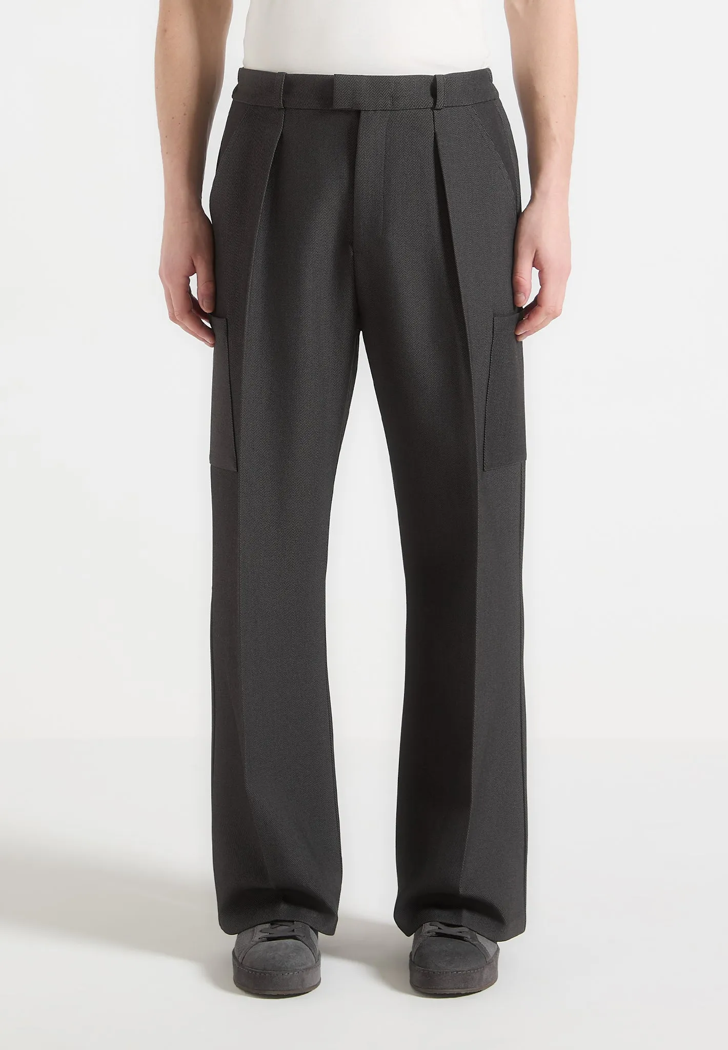 Luca - Relaxed Fit Pleated Pocket Trousers - Grey sold by Maniere De Voir product image thumbnail 2