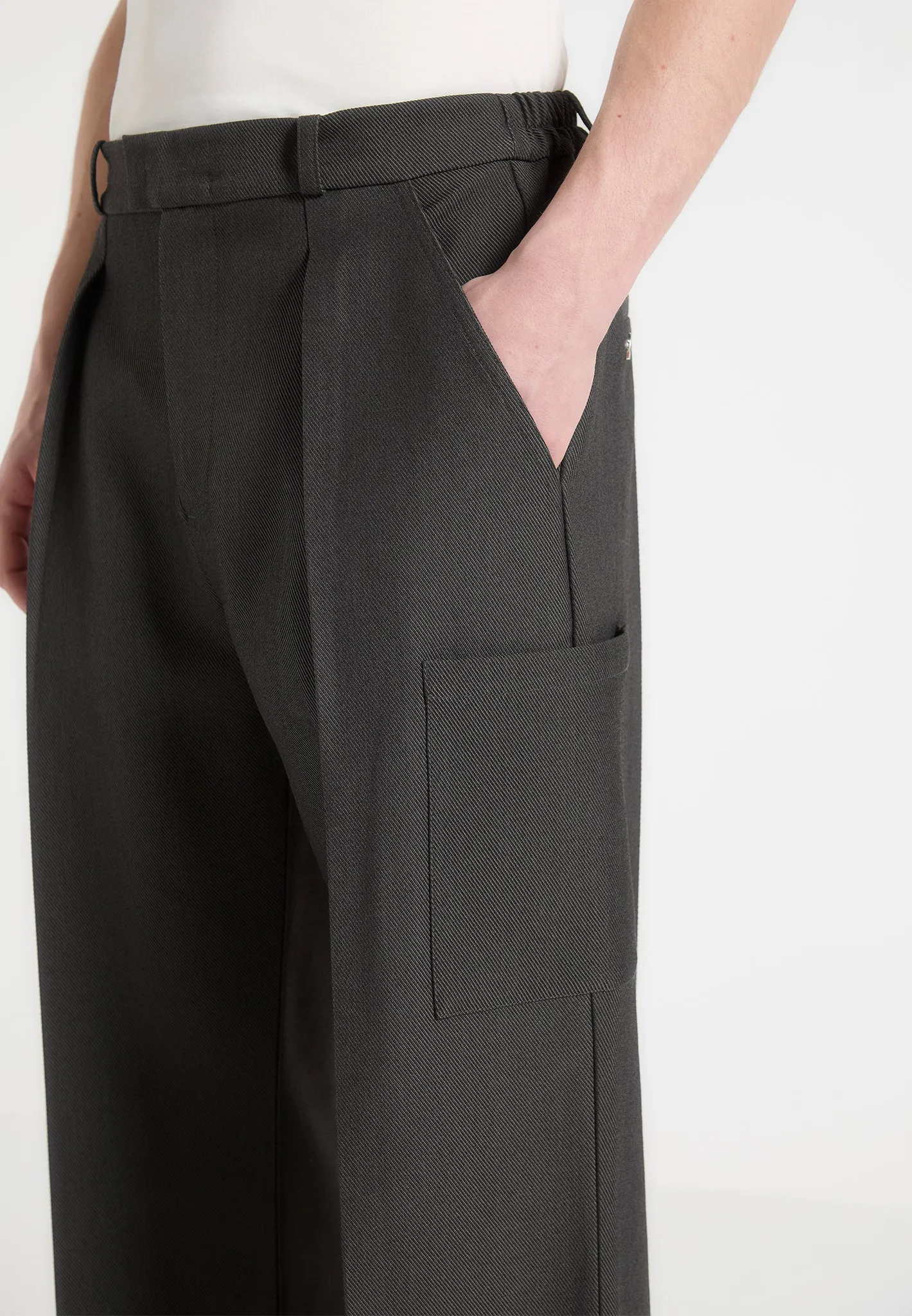 Luca - Relaxed Fit Pleated Pocket Trousers - Grey sold by Maniere De Voir product image thumbnail 5