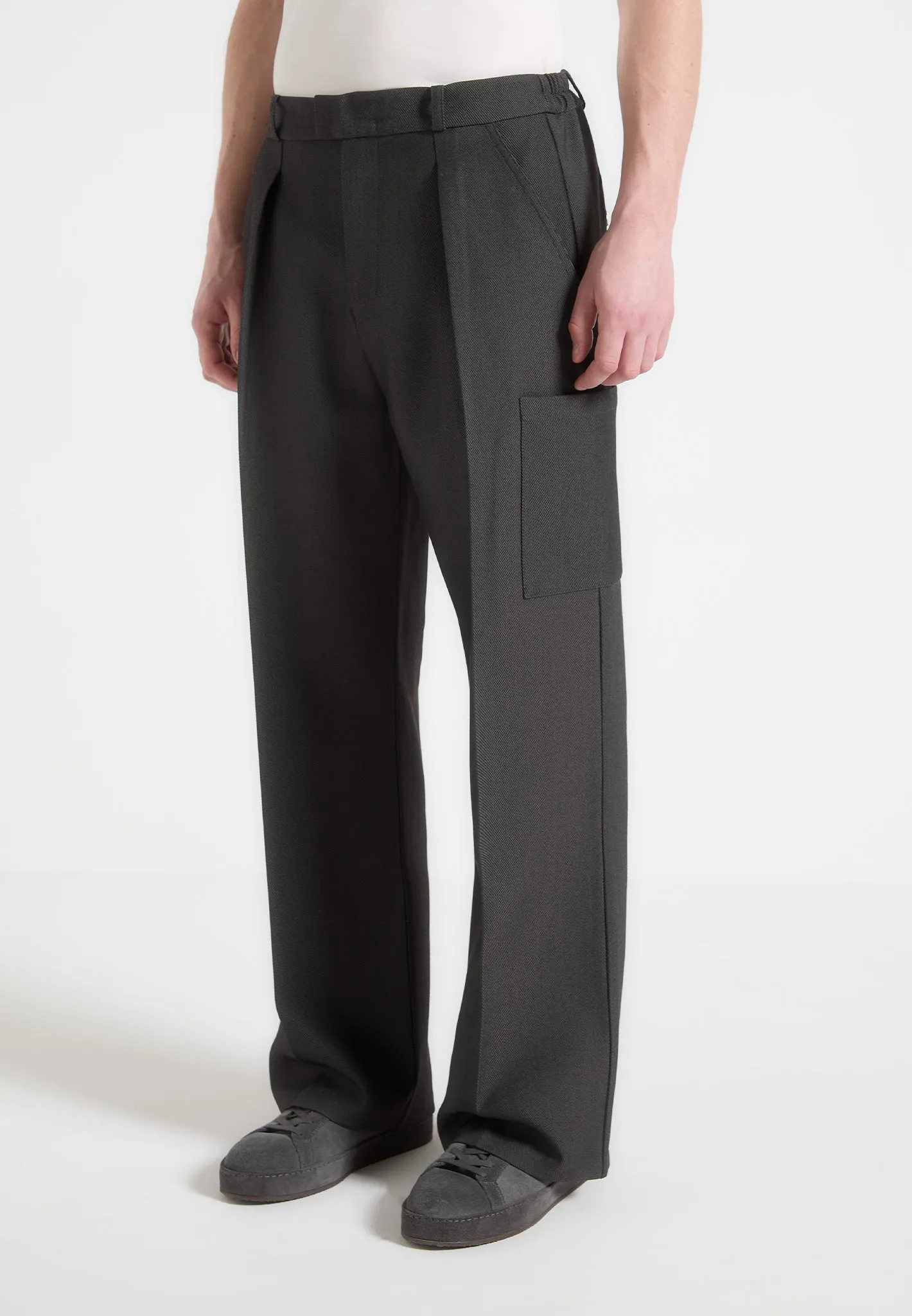 Luca - Relaxed Fit Pleated Pocket Trousers - Grey sold by Maniere De Voir product image thumbnail 4