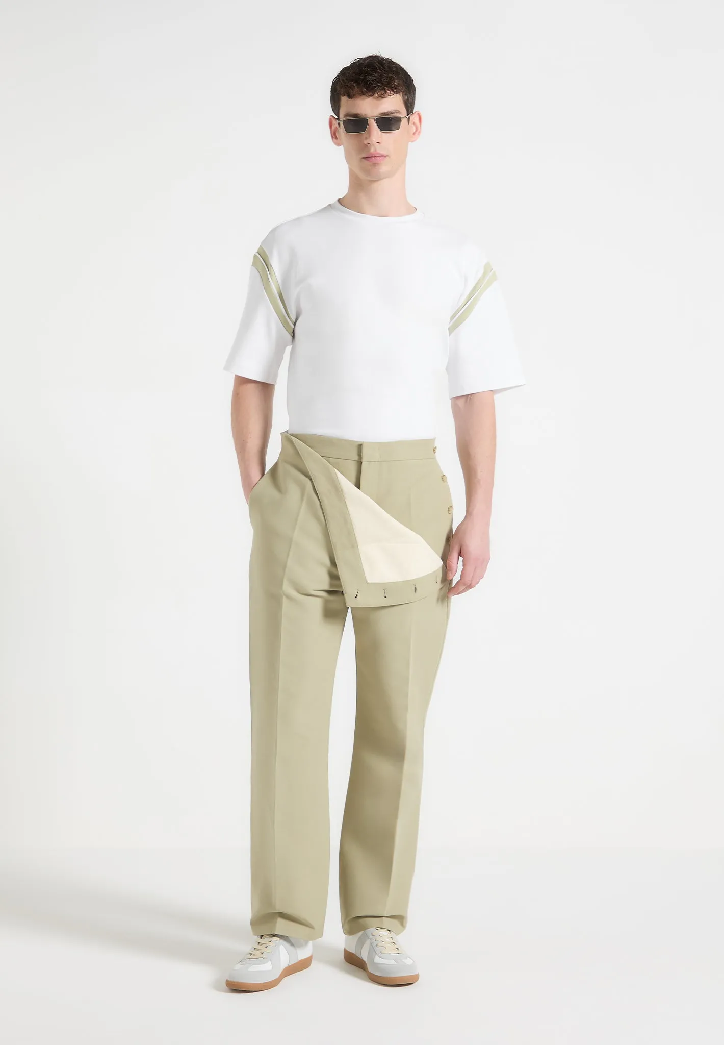 Henri - Foldover Trousers - Sage sold by Maniere De Voir