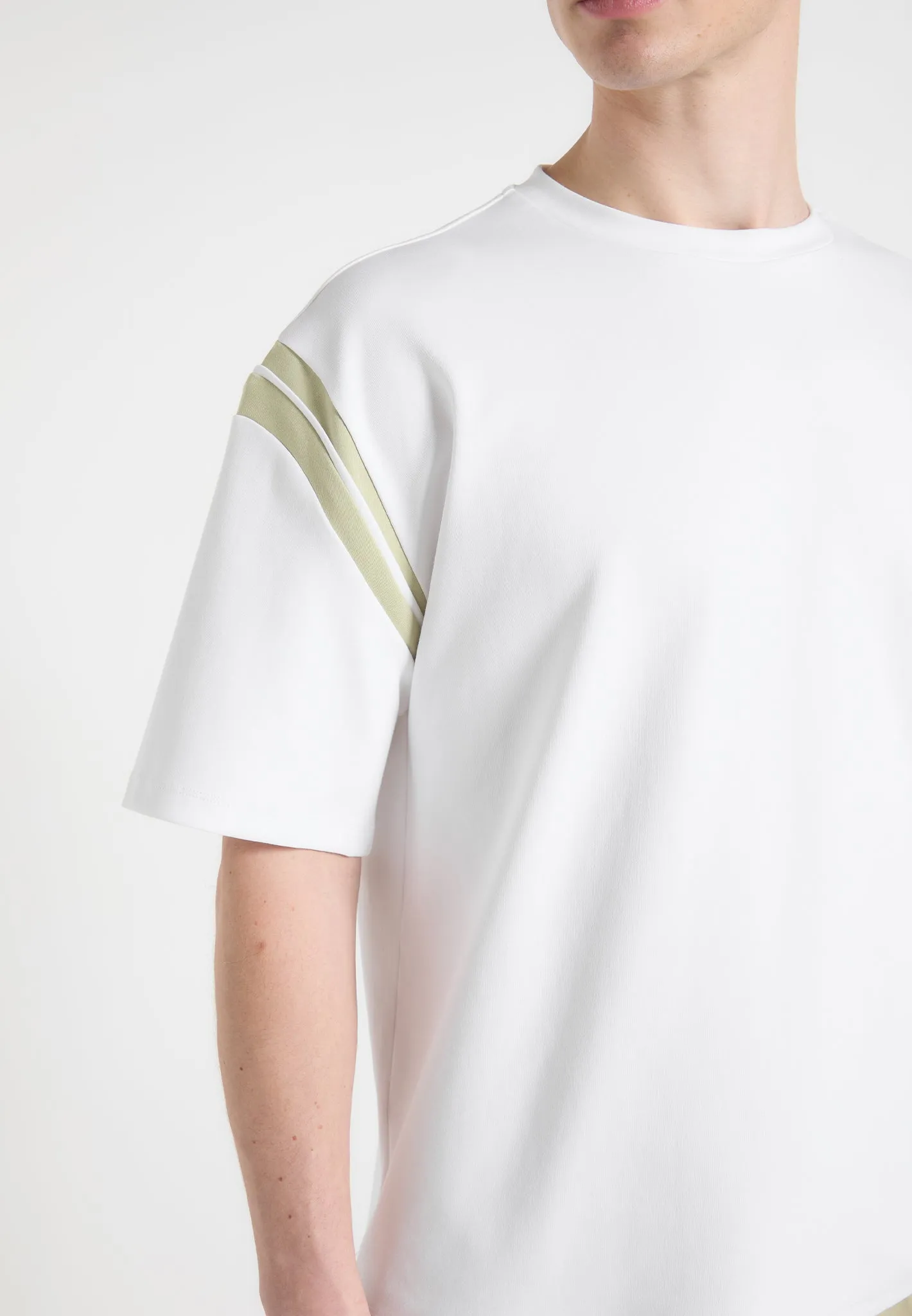 Georges - Varsity Cotton T-Shirt - Off White/Sage sold by Maniere De Voir product image thumbnail 4