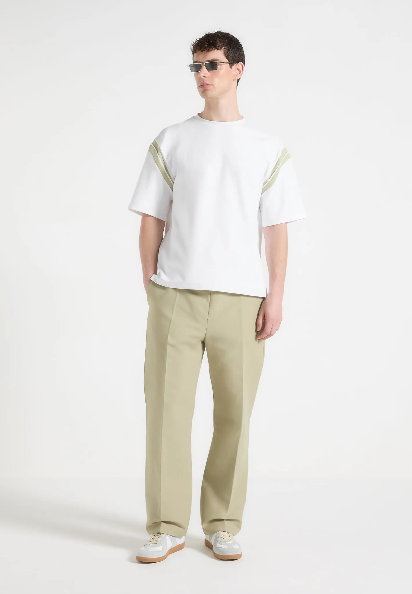 Georges - Varsity Cotton T-Shirt - Off White/Sage sold by Maniere De Voir product image thumbnail 2