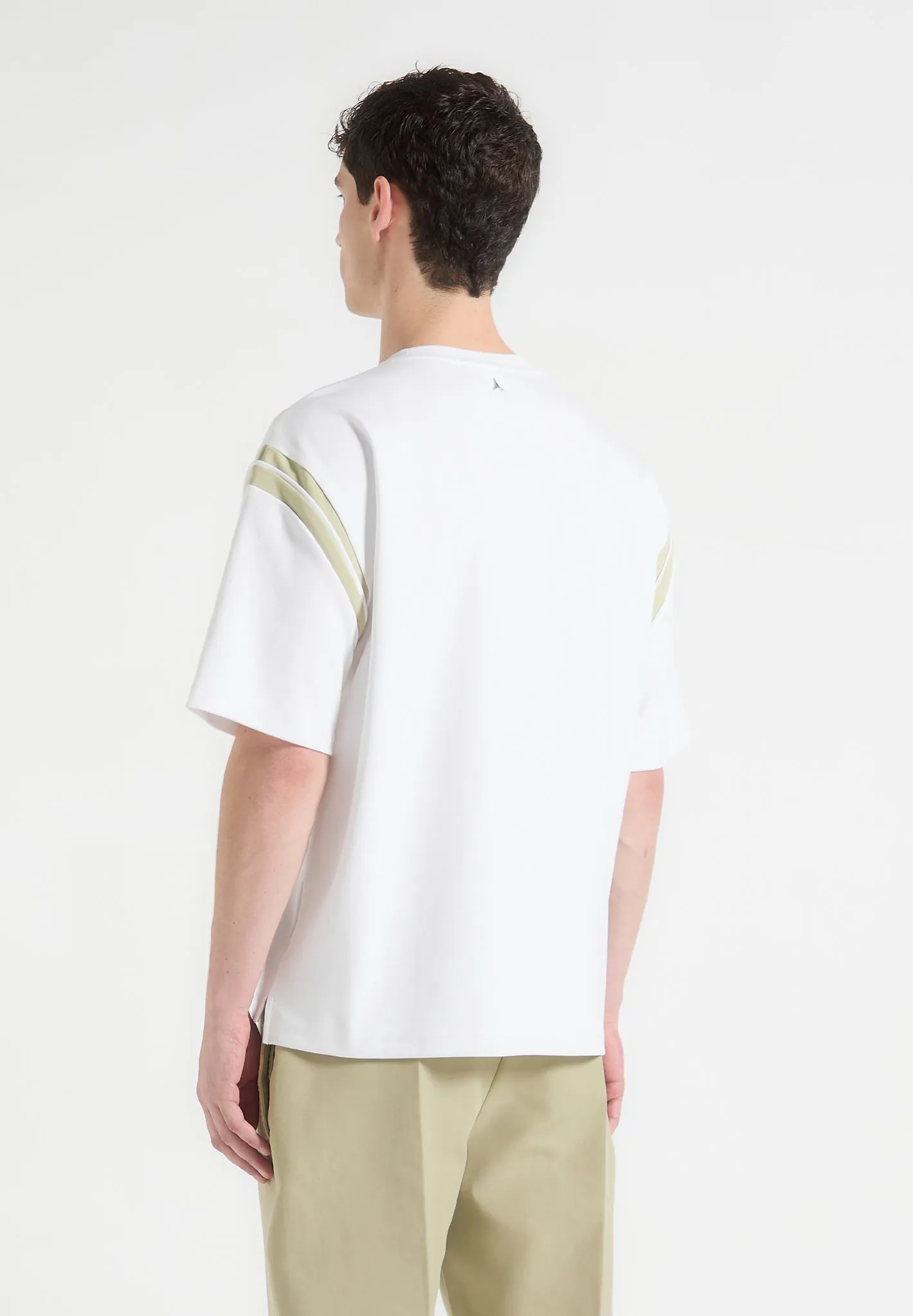 Georges - Varsity Cotton T-Shirt - Off White/Sage sold by Maniere De Voir product image thumbnail 3