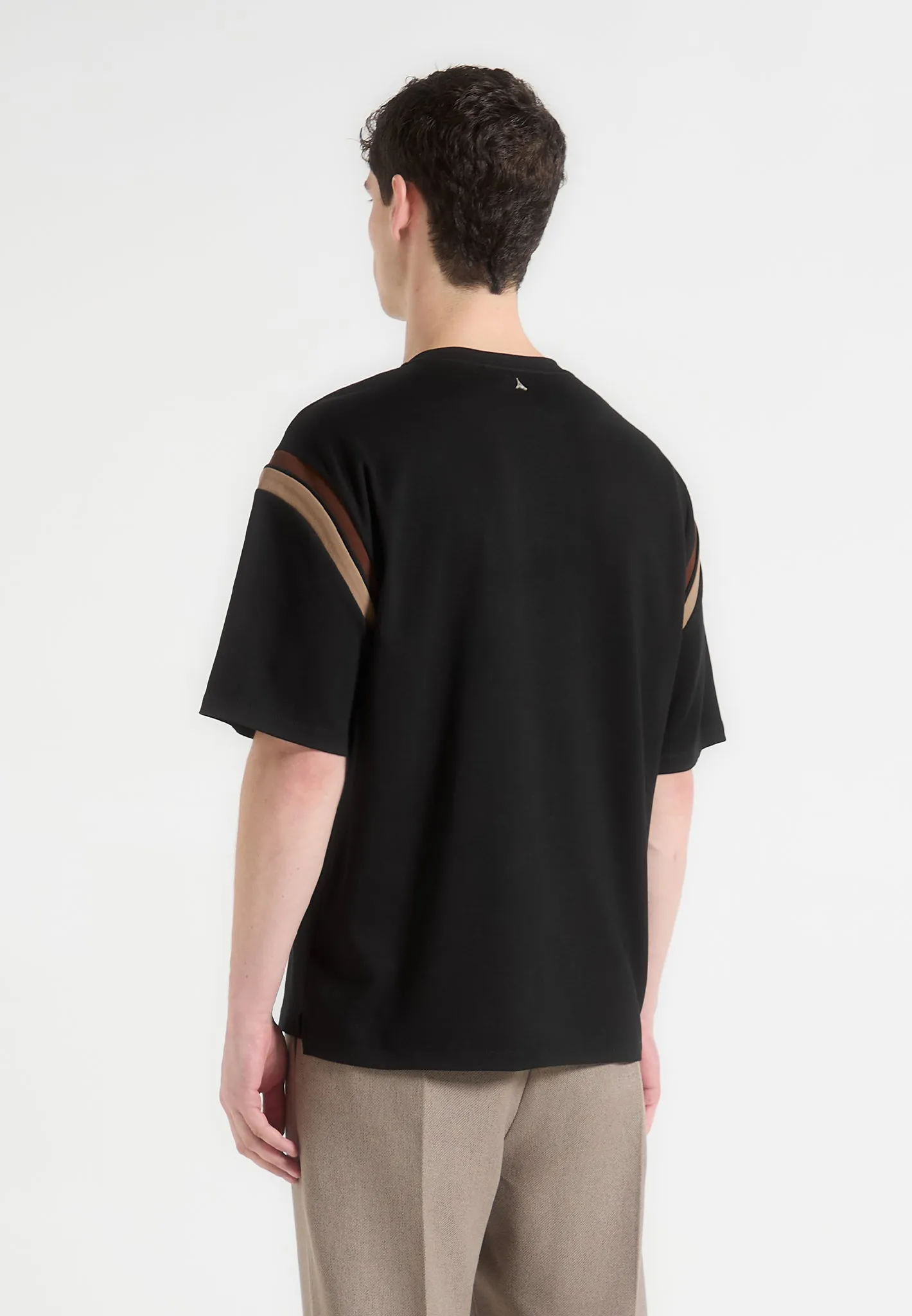Georges - Varsity Cotton T-Shirt - Black/Taupe sold by Maniere De Voir product image thumbnail 4