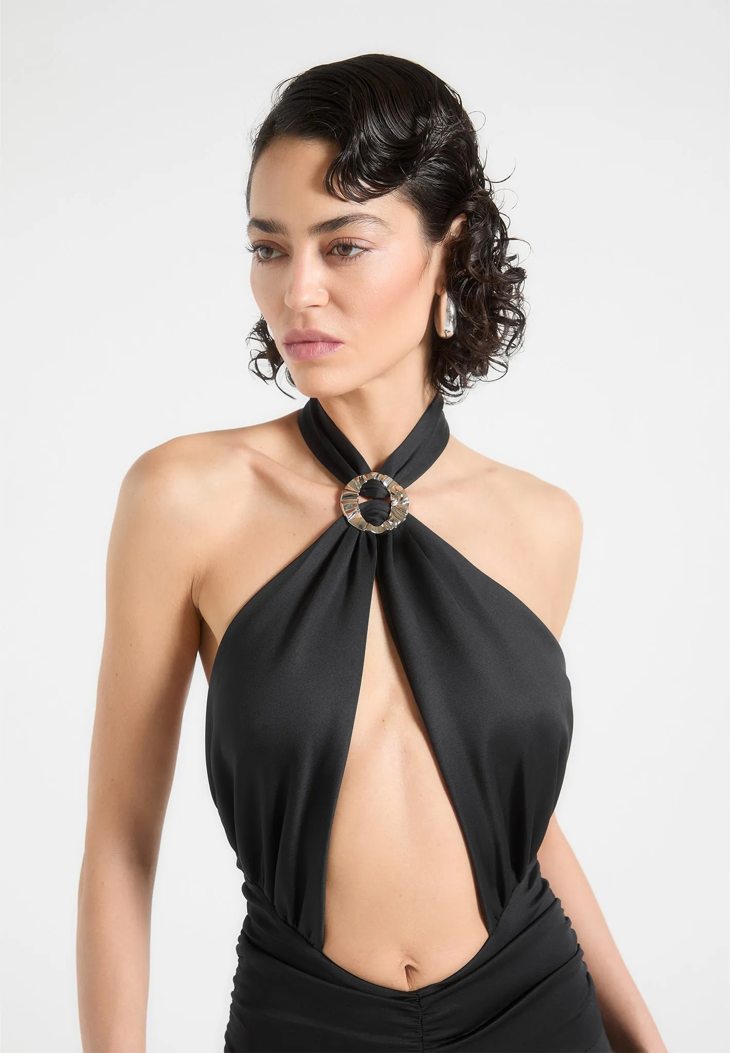 Twist Halterneck Ruched Jumpsuit - Black sold by Maniere De Voir product image thumbnail 5