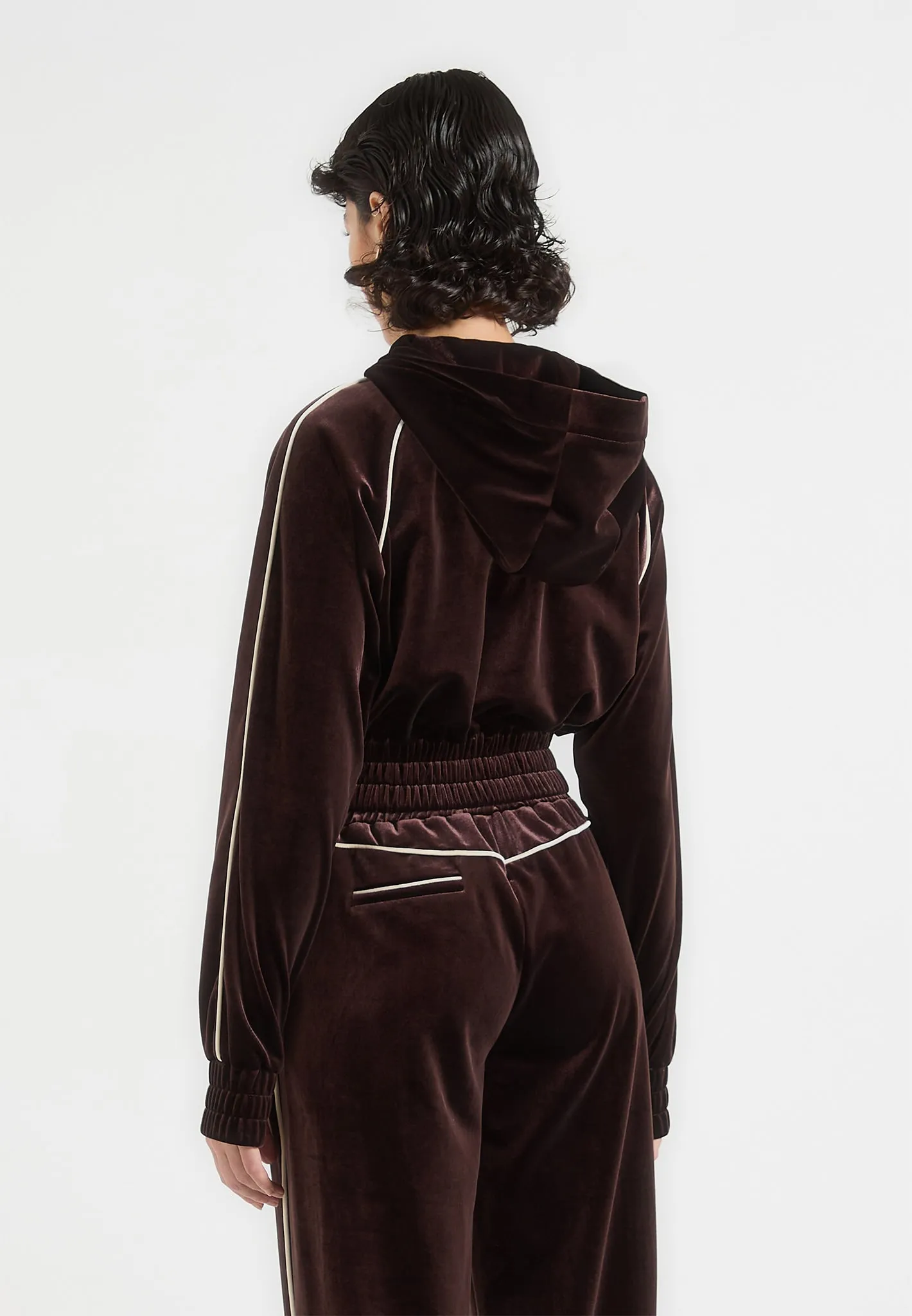 Eiffel Velour Zip Through Hoodie - Brown sold by Maniere De Voir product image thumbnail 4