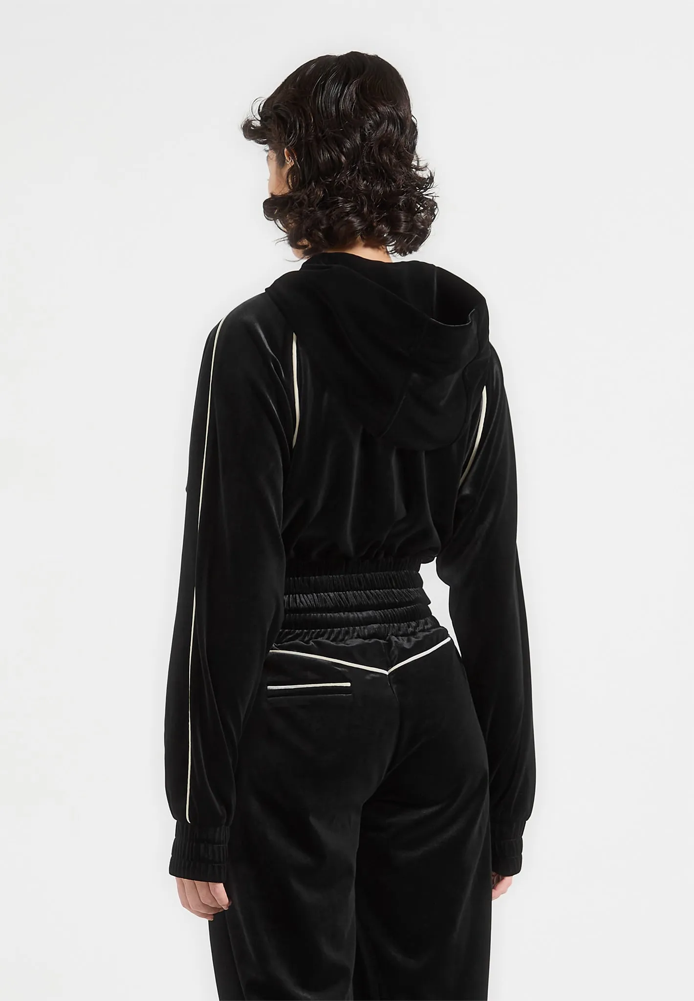 Eiffel Velour Zip Through Hoodie - Black sold by Maniere De Voir product image thumbnail 4