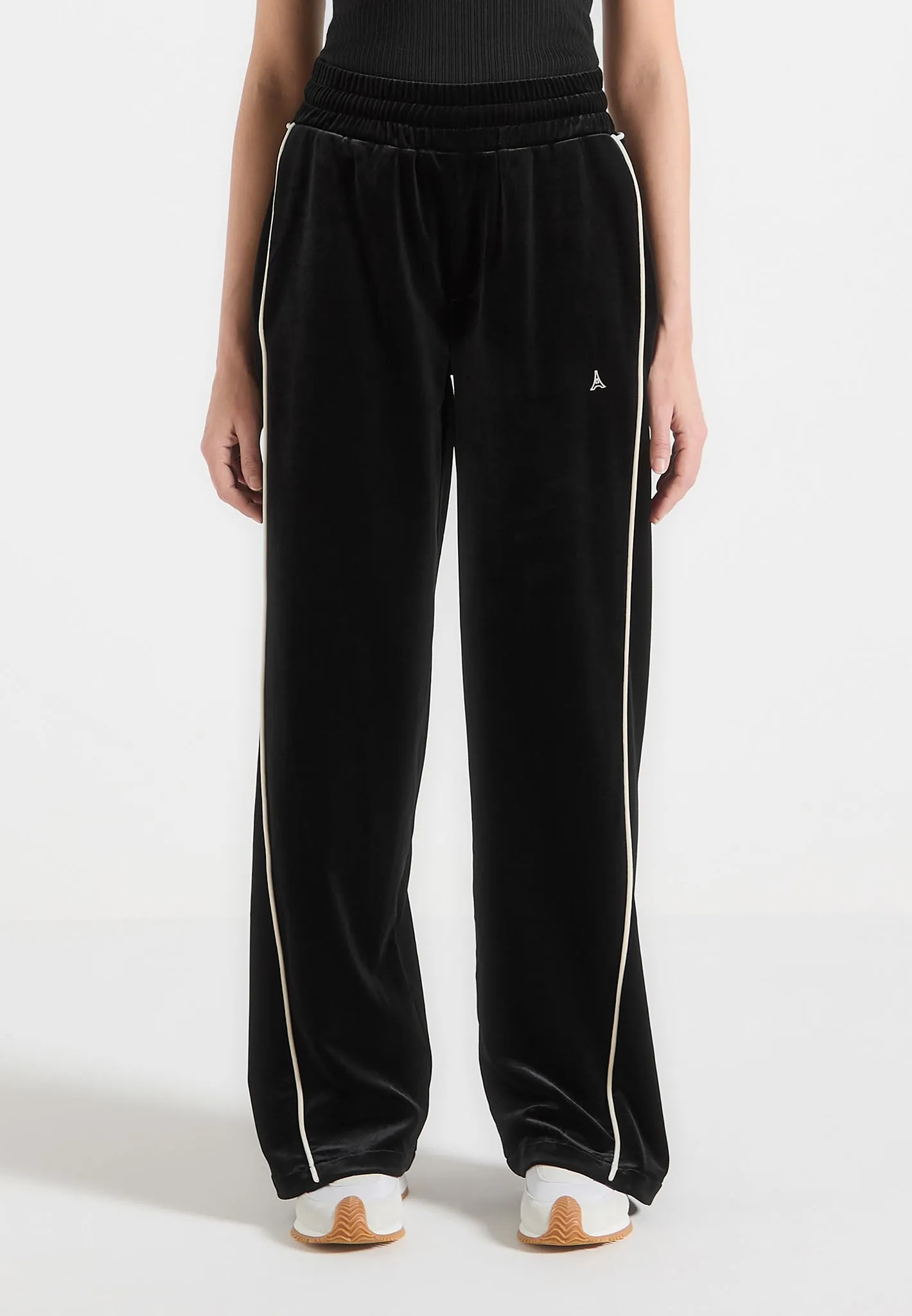 Eiffel Velour Straight Leg Joggers - Black sold by Maniere De Voir